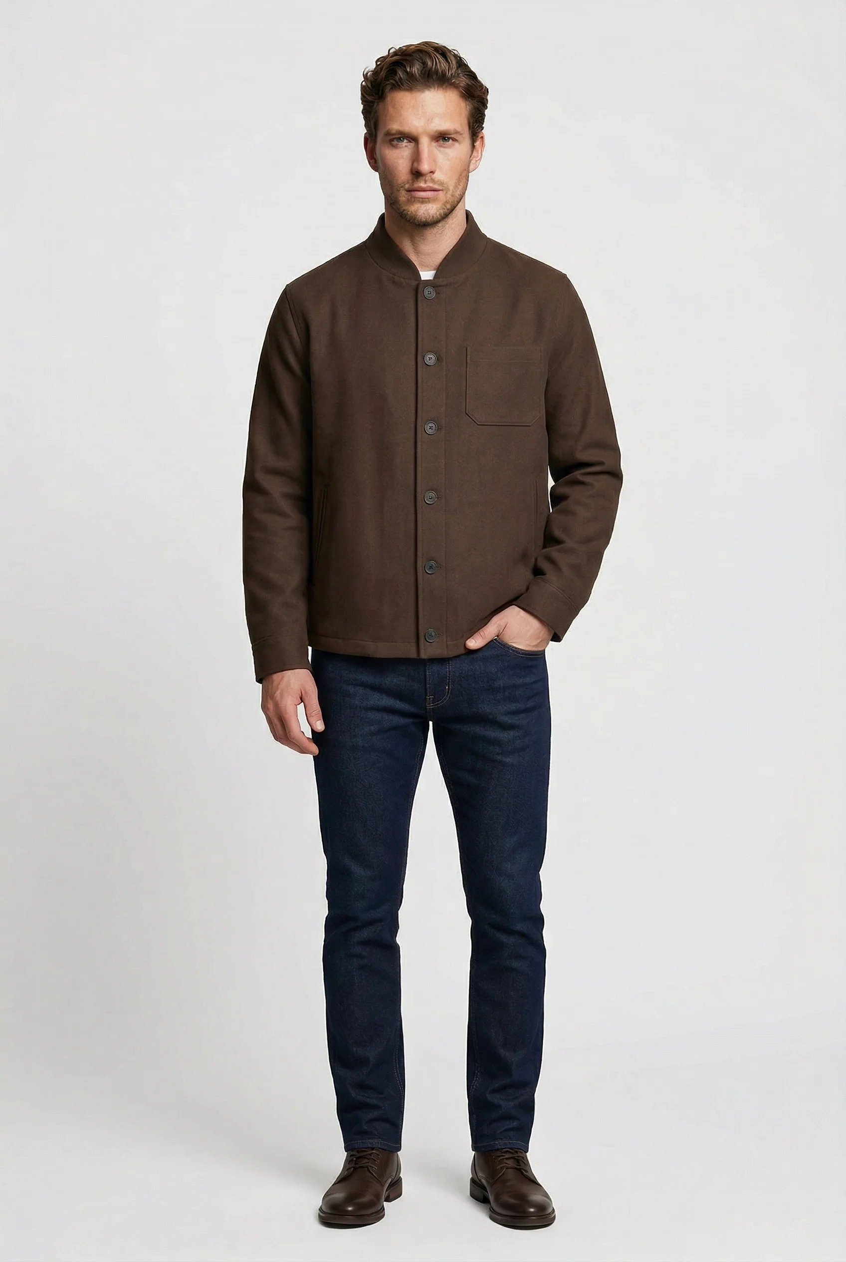 Aldgate Baseball Shacket - Chocolate Moleskin - Image 4