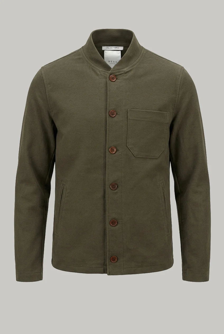 Aldgate Baseball Shacket - Khaki Moleskin - Image 2