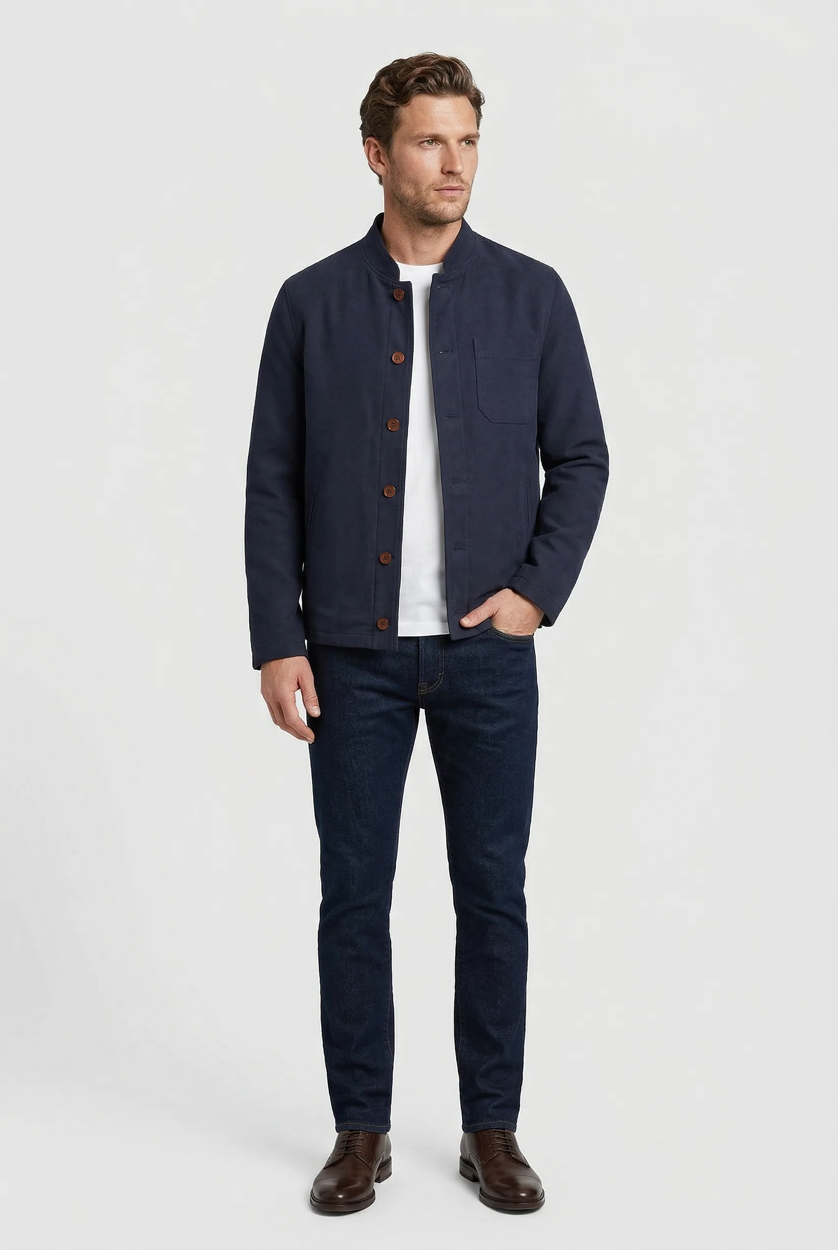 Aldgate Baseball Shacket - Navy Moleskin - Image 4