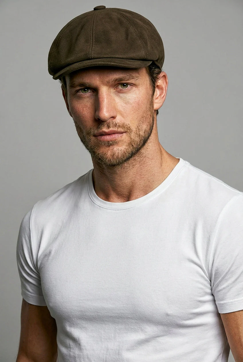 Baker Boy Hat - Olive Moleskin - Image 3