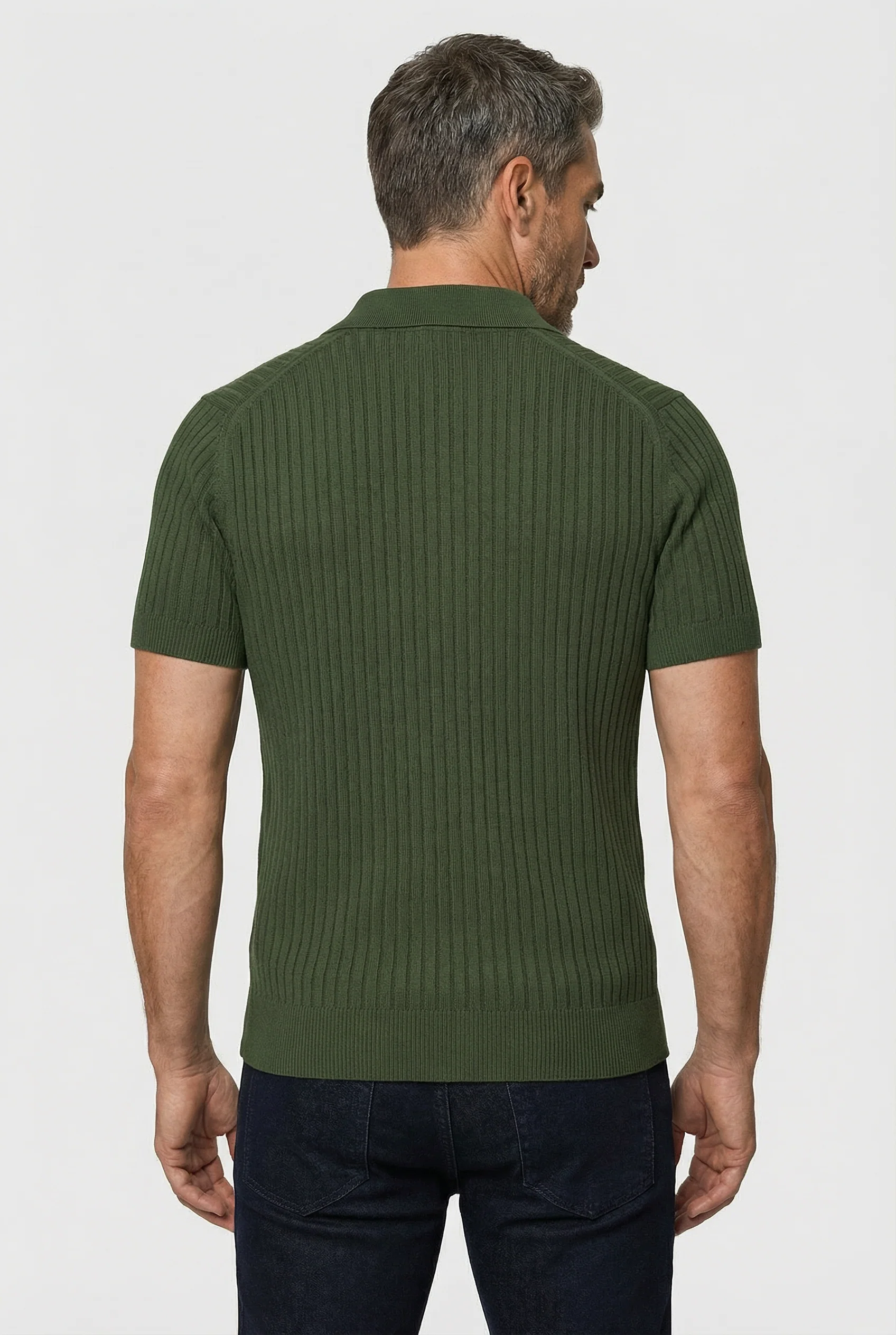 Barbican - V Neck Jacquard - Olive - Image 7