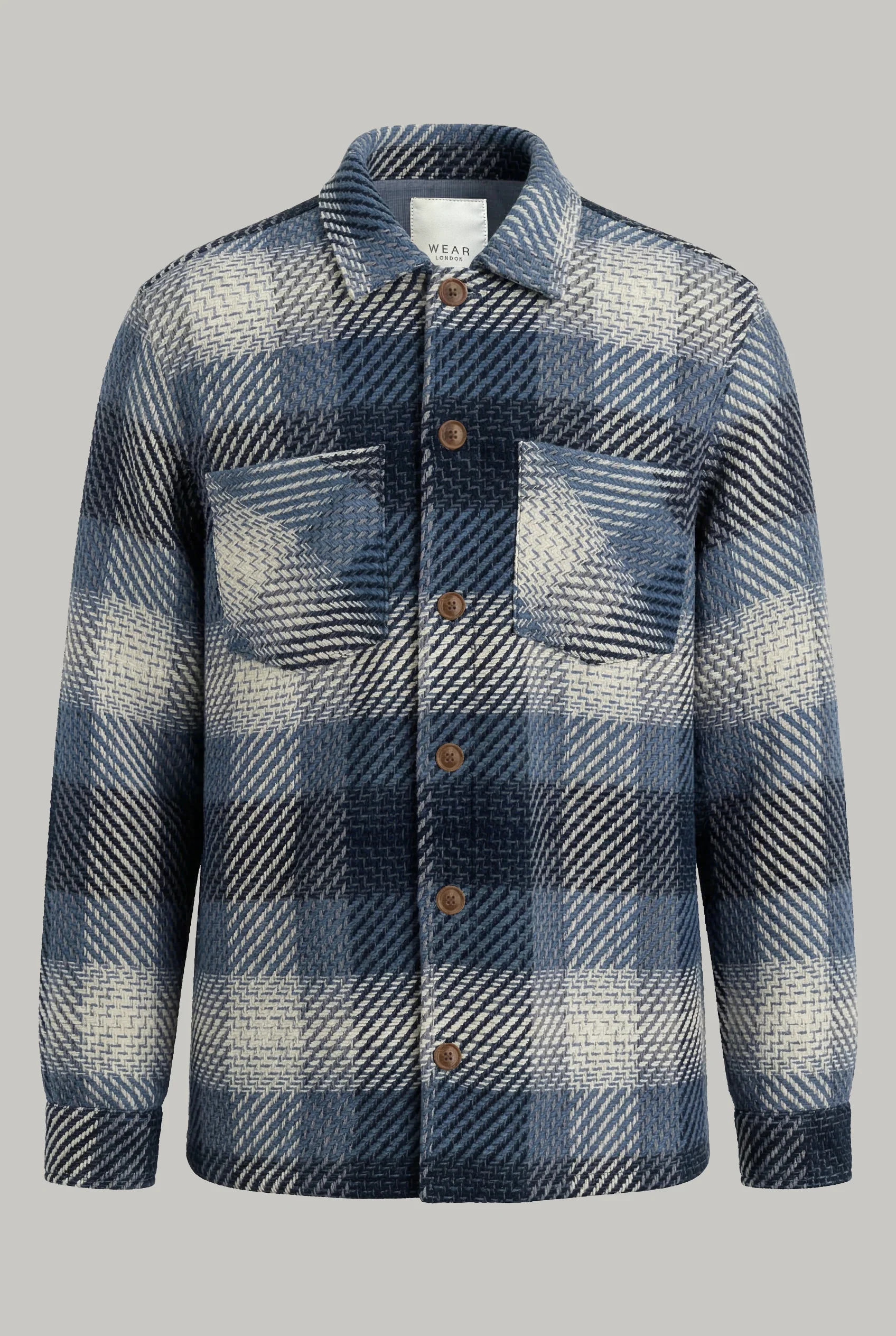 Bart Overshirt - Dark Navy and Sky Blue Ecru - Check