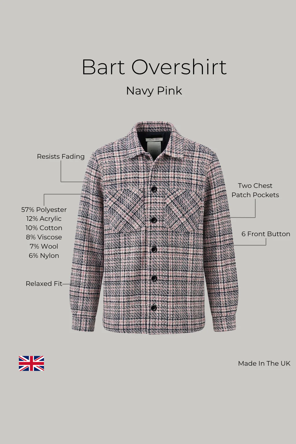 Bart Overshirt - Navy Pink - Image 3