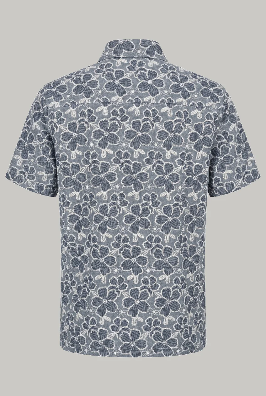 Bethnal Short Sleeve Shirt - Embroidered Chambray Sky Flower - Image 6