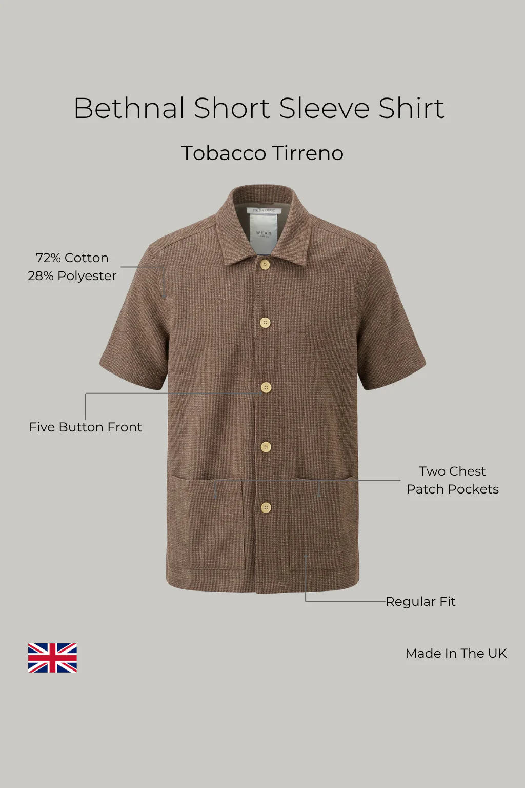 Bethnal Short Sleeve Shirt - Tobacco Tirreno - Image 7