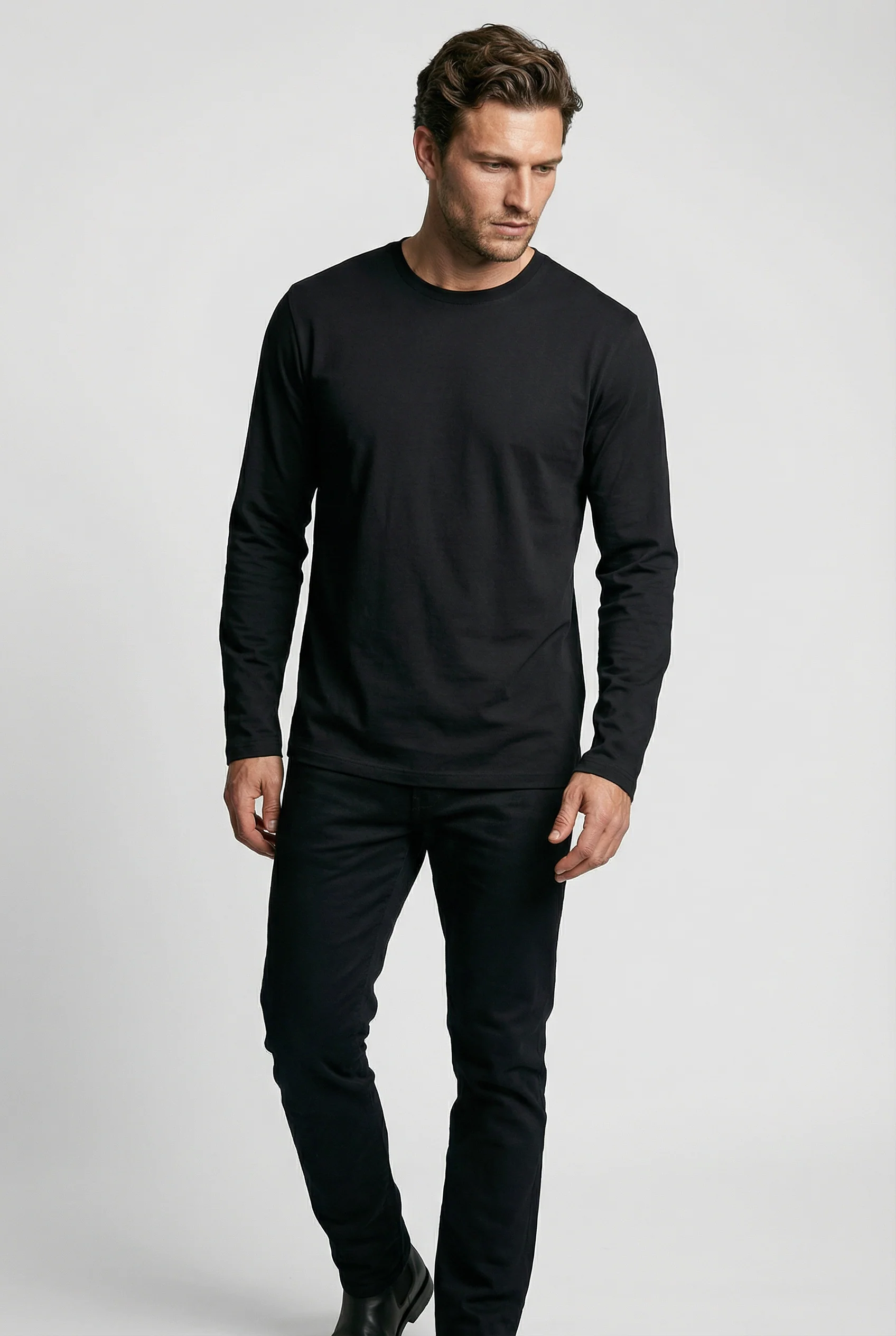 Bevis Long Sleeve Cotton t-shirt -Black - Image 4