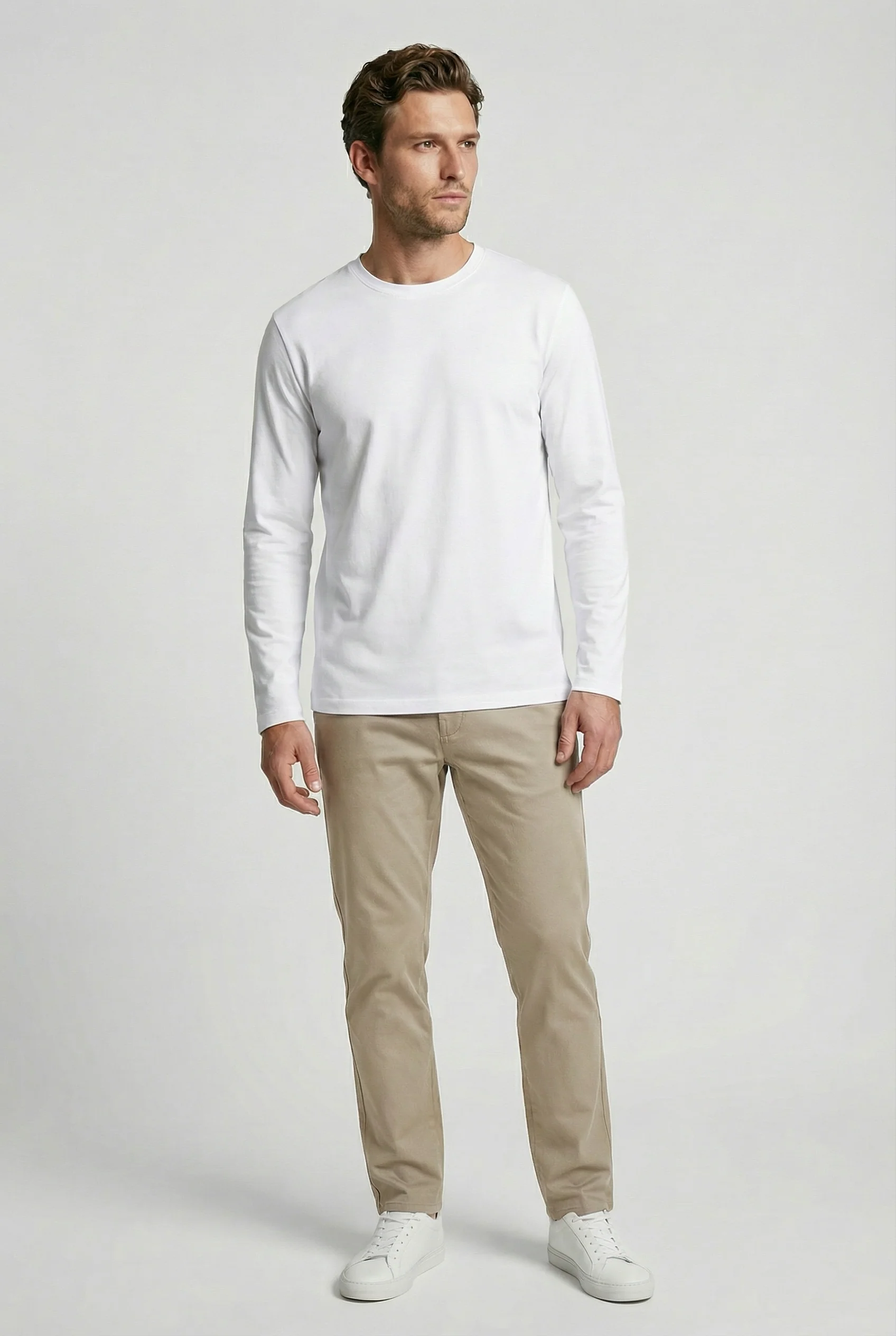 Bevis Long Sleeve Cotton t-shirt - White - Image 4