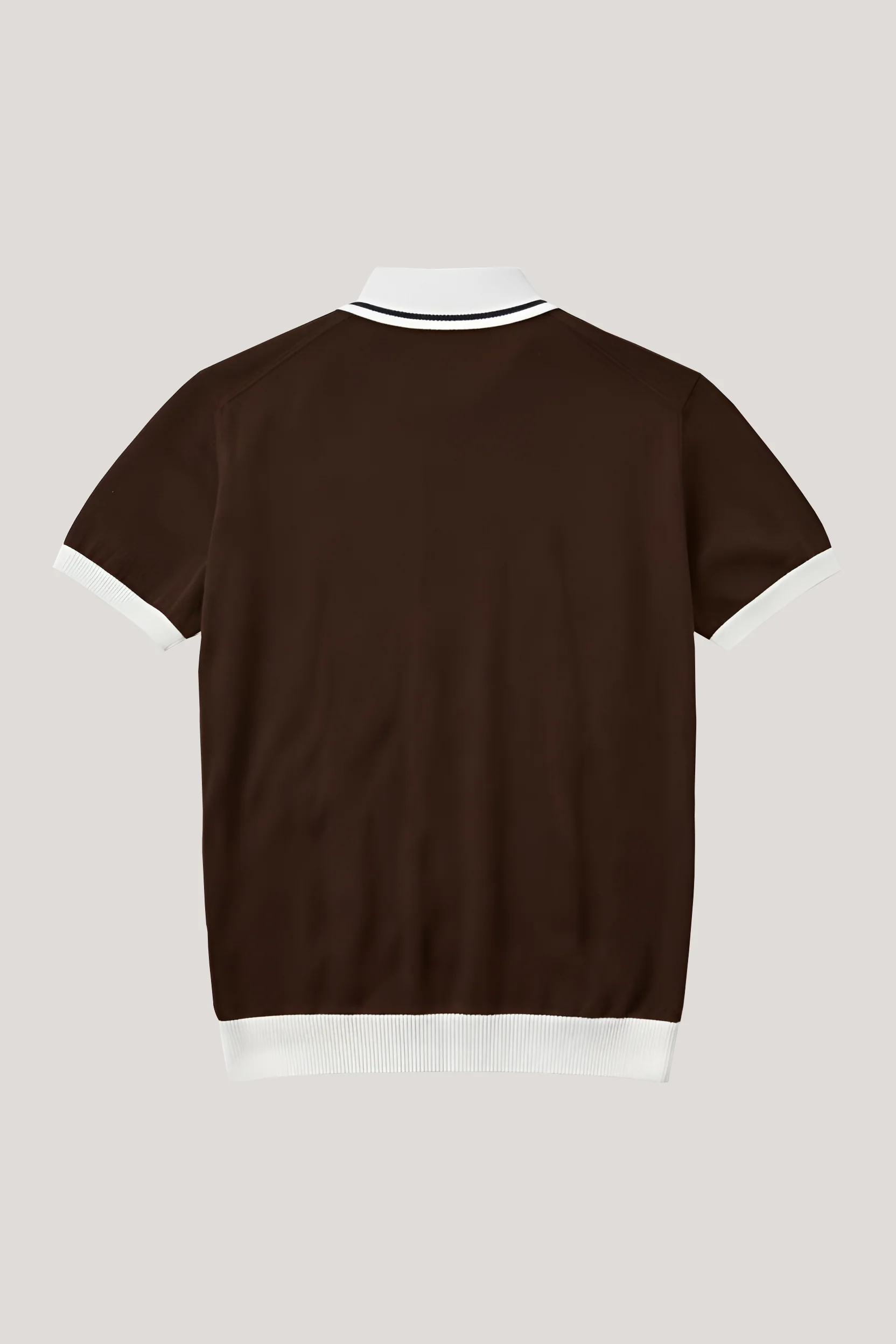 Camden - Plain Polo Knitwear - Chocolate Ecru - Image 7