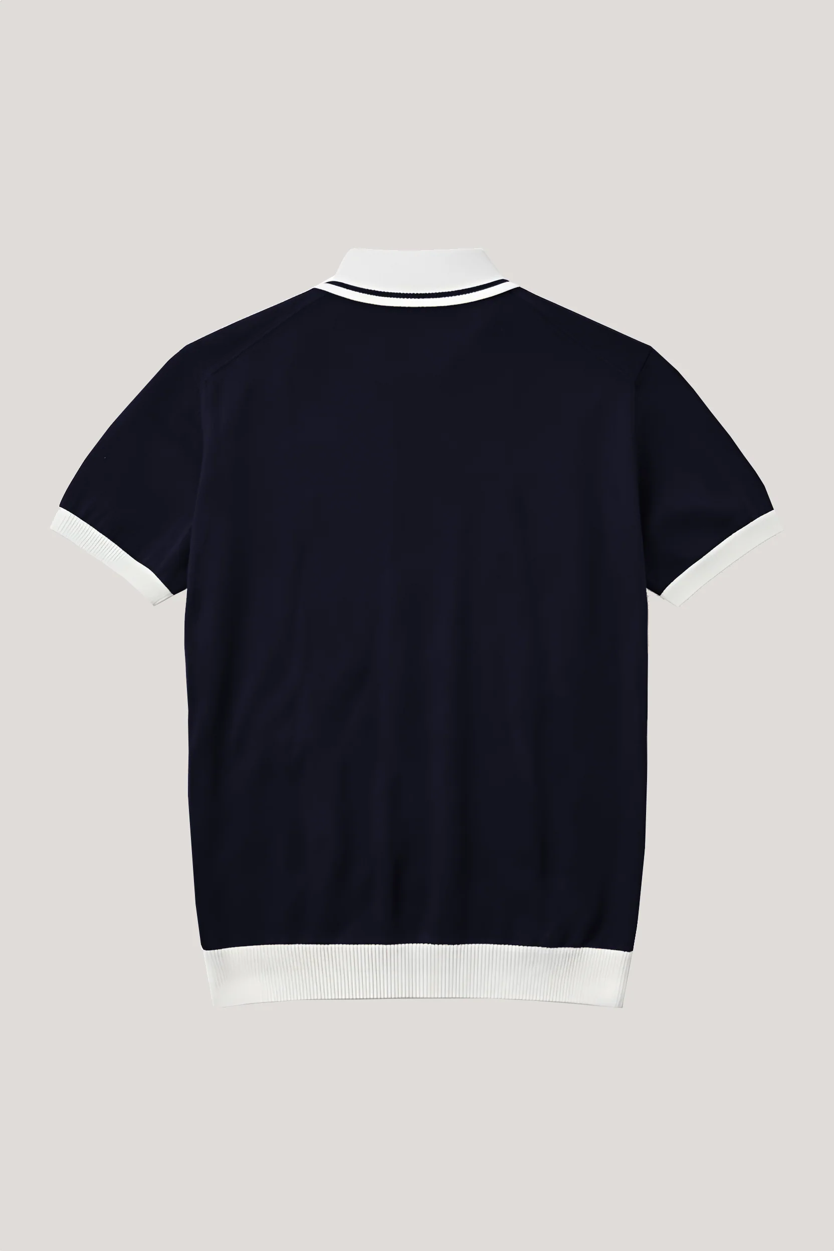 Camden - Plain Polo Knitwear - Navy Ecru - Image 7