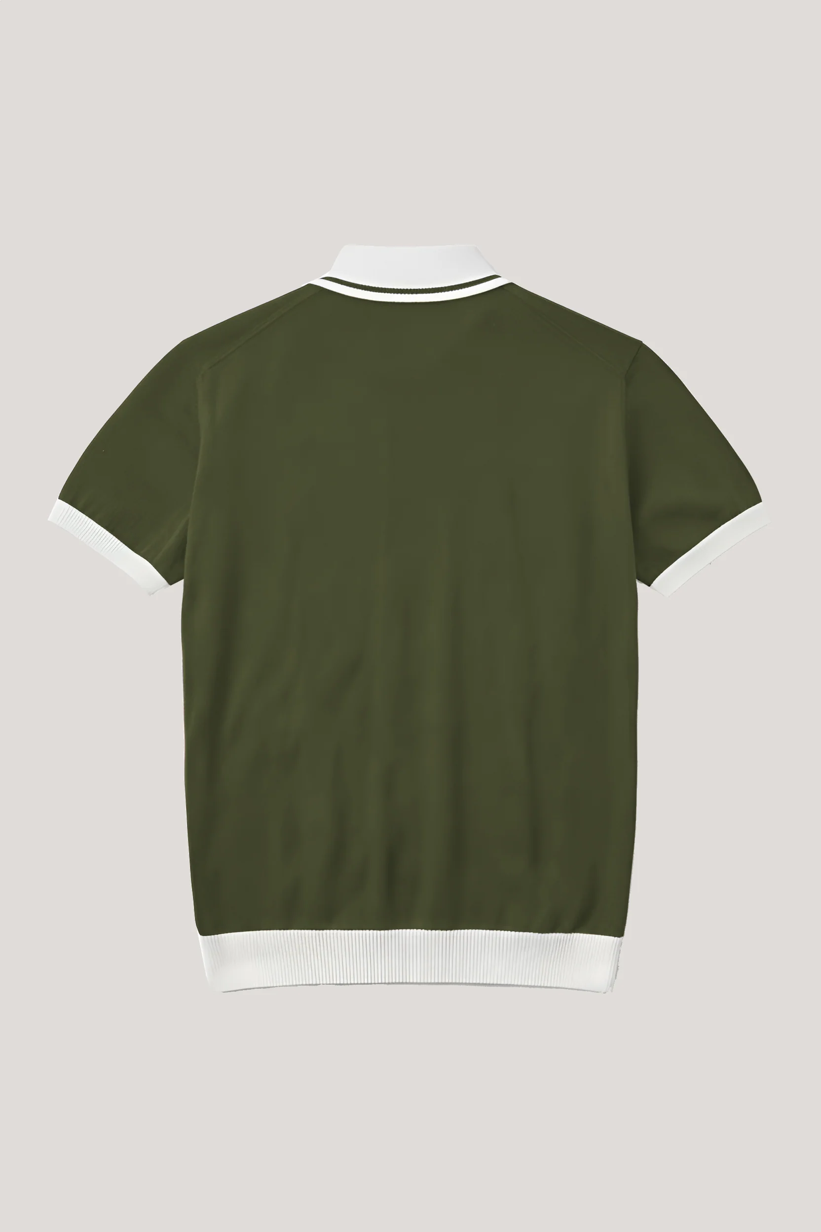 Camden - Plain Polo Knitwear - Olive Ecru - Image 6