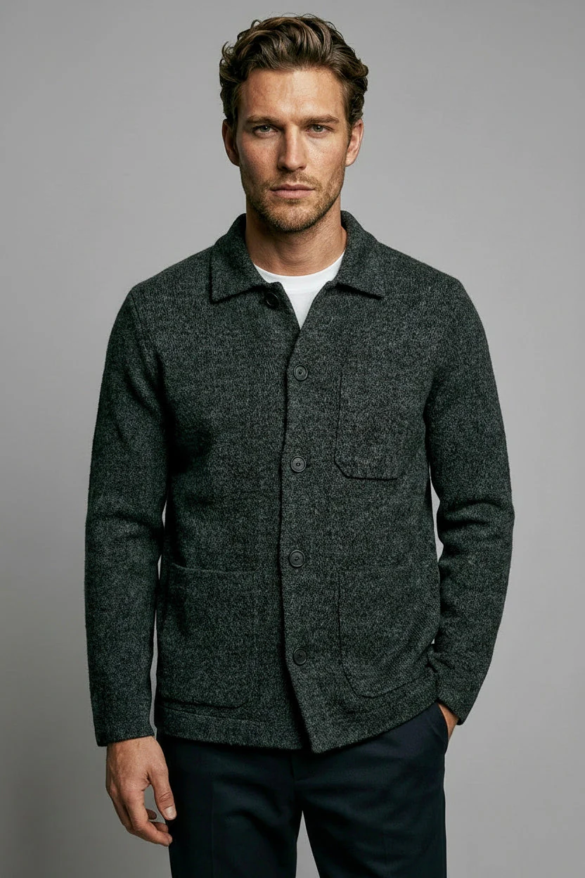 Chiltern Shacket - Charcoal Boiled Wool - Image 3