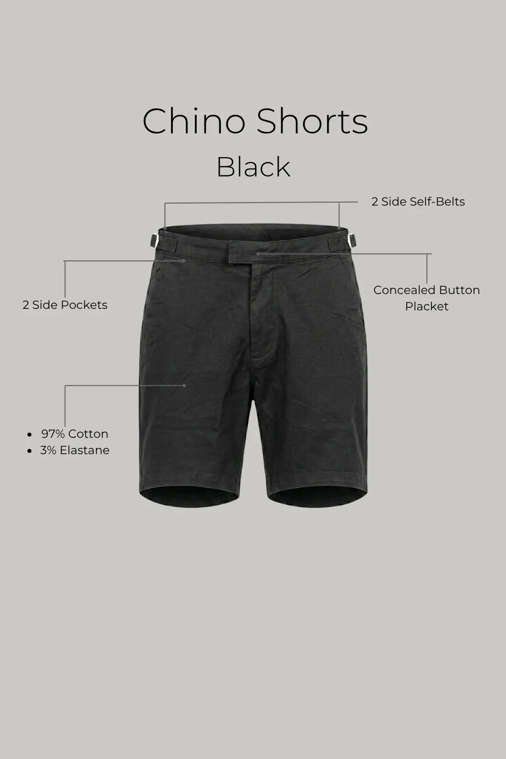 Chino Short - Black - Image 3