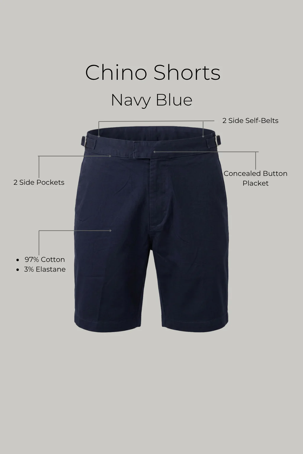 Chino Short - Navy Blue - Image 3