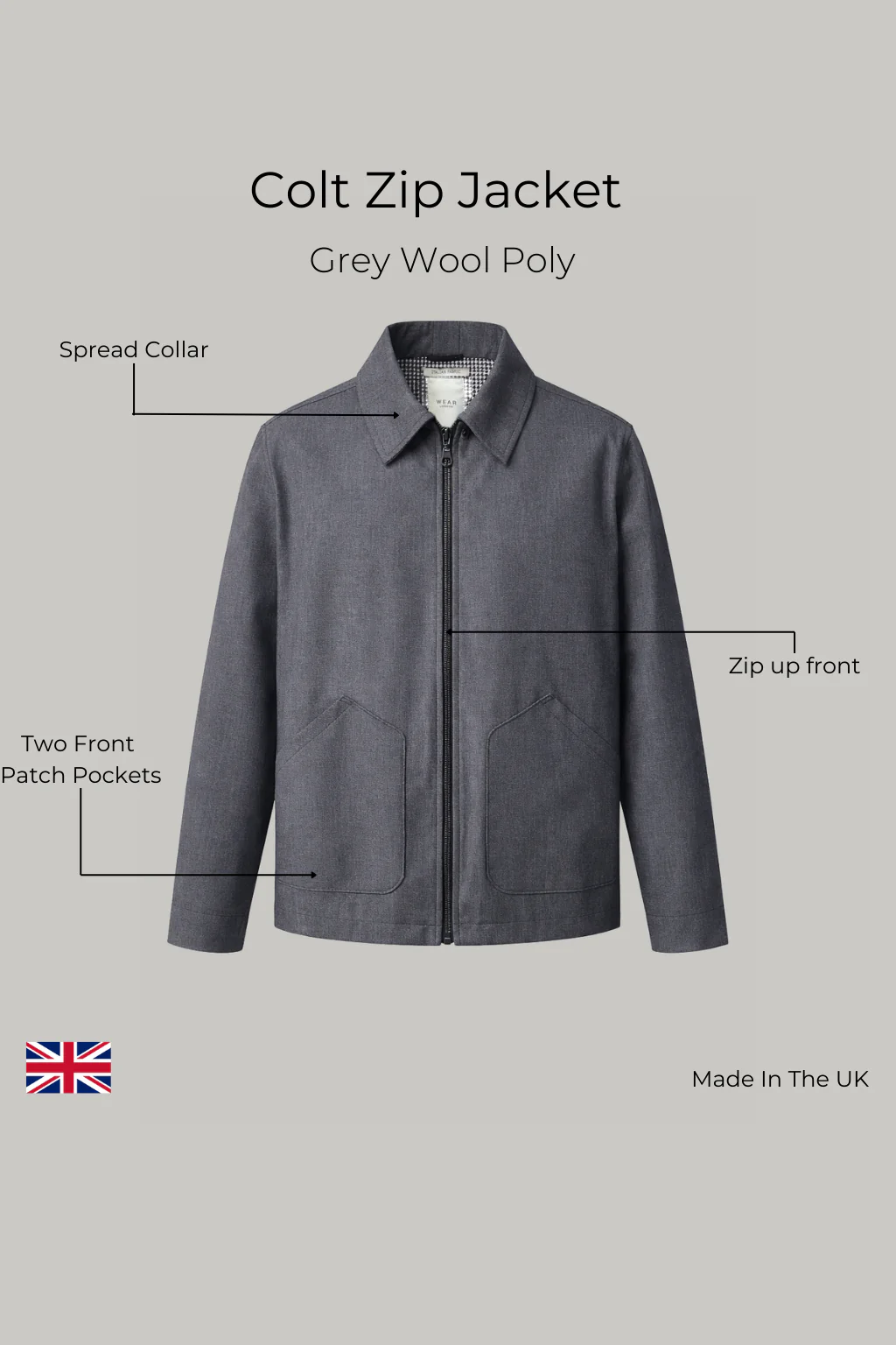 Colts Zip Shacket - Charcoal Wool Poly - Image 5