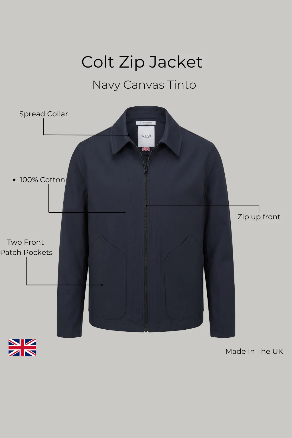 Colts Zip Shacket Unlined - Navy Canvas Tinto - Image 3
