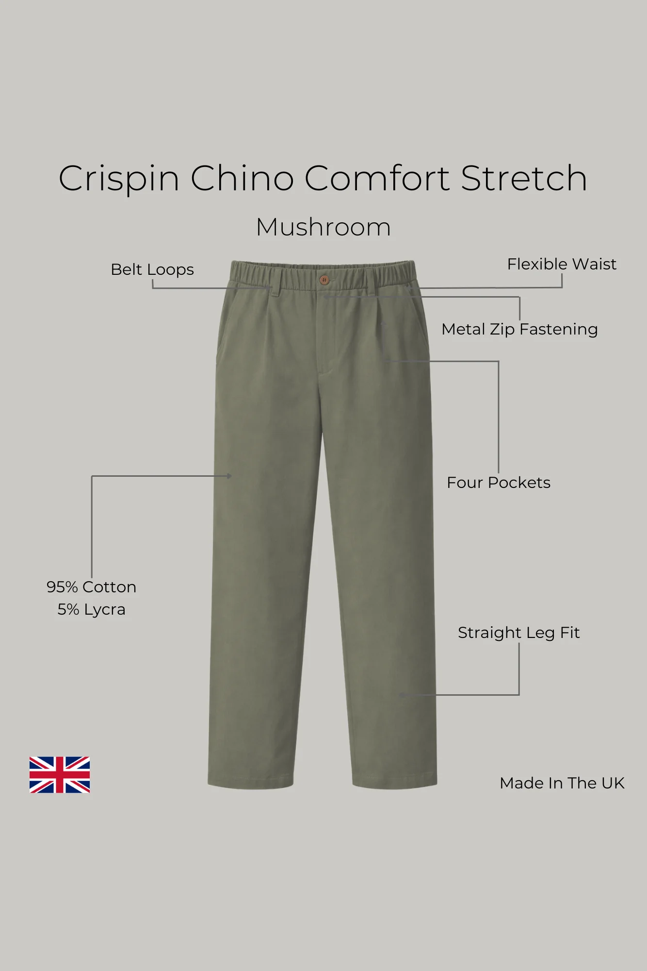 Crispin Chino Comfort Stretch - Mushroom - Image 7