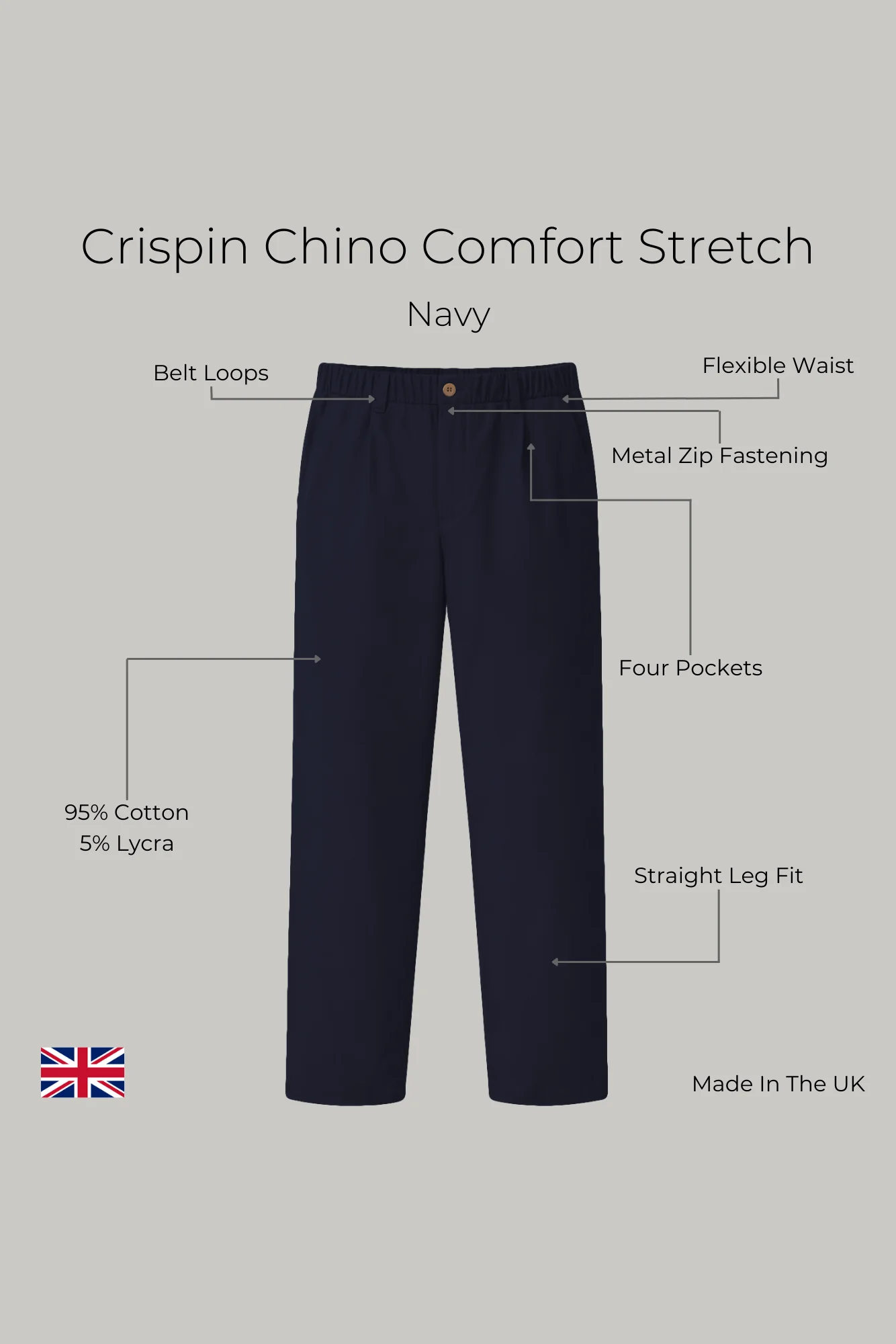 Crispin Chino Comfort Stretch  - Navy - Image 7