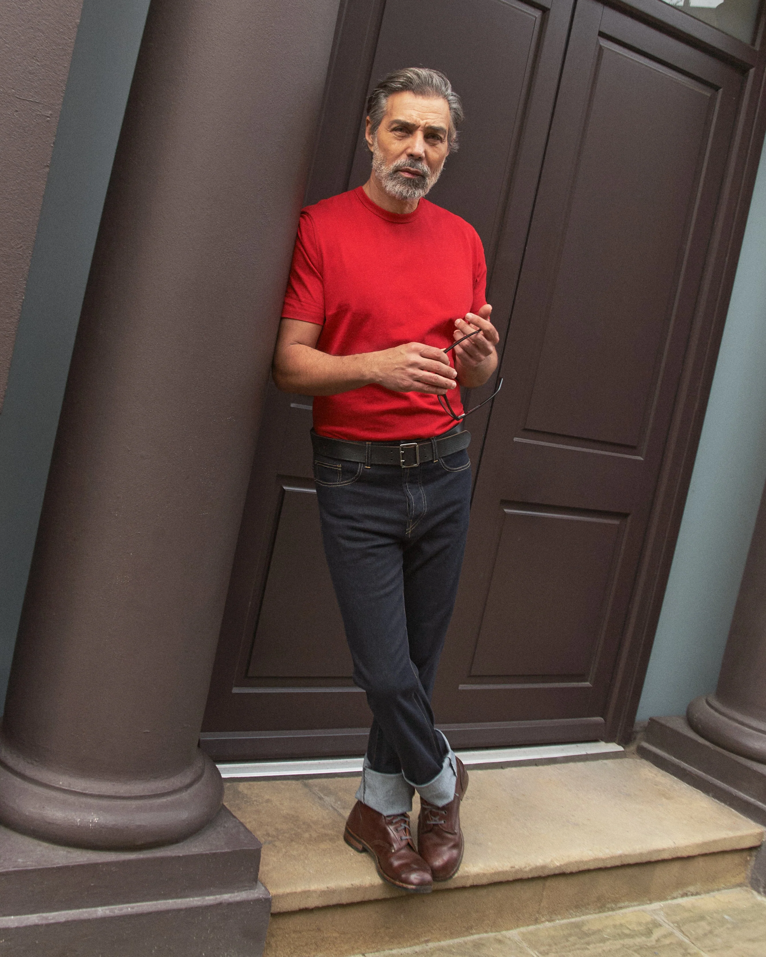 Dalston Heavyweight Cotton T-Shirt - Red - Image 3