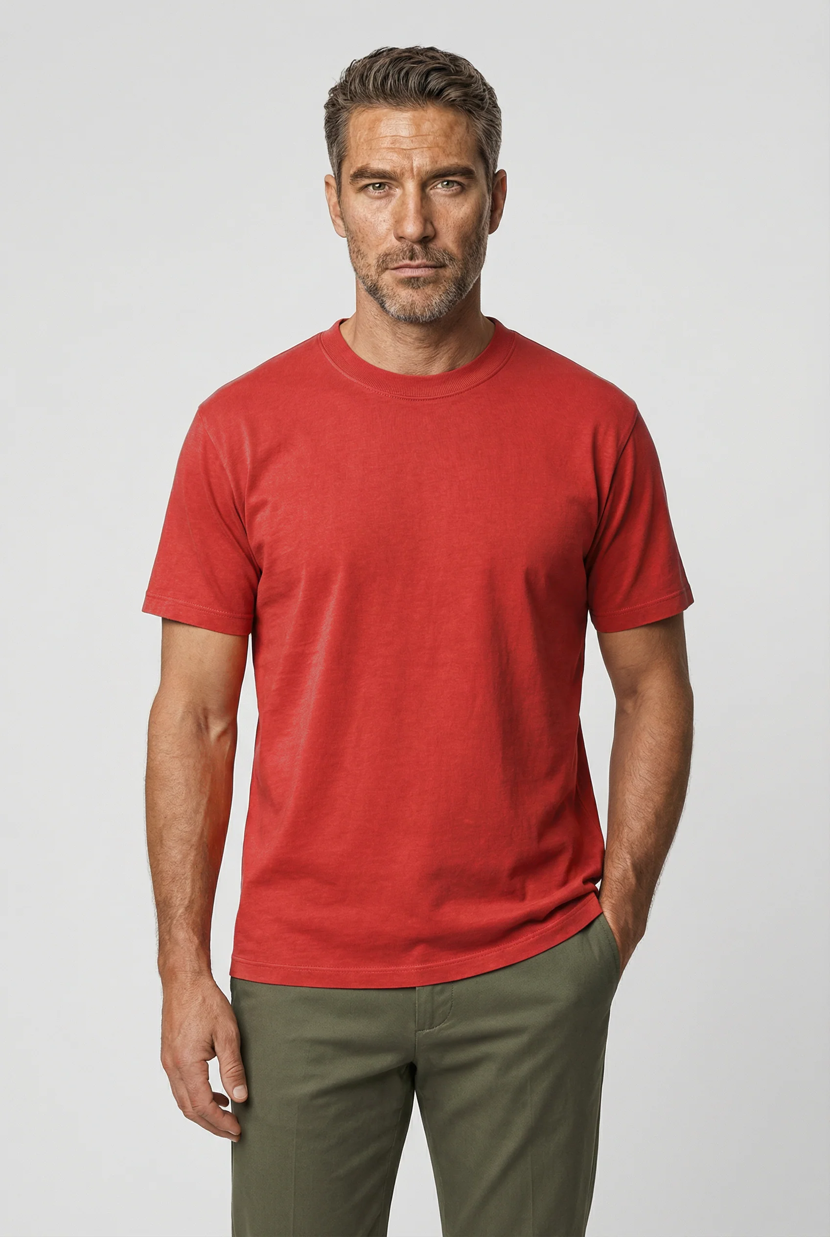 Dalston Heavyweight Cotton T-Shirt - Red - Image 4