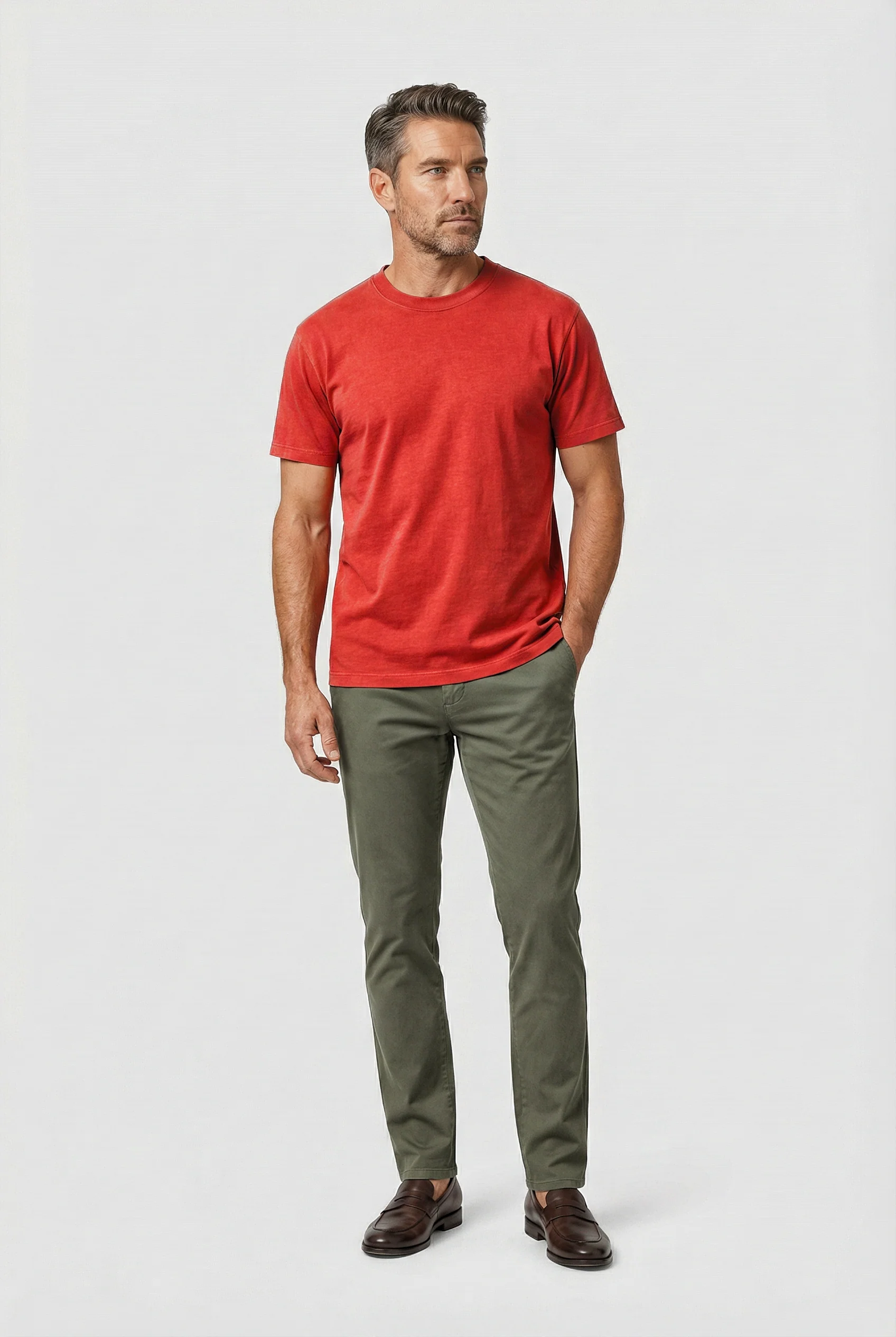 Dalston Heavyweight Cotton T-Shirt - Red - Image 5