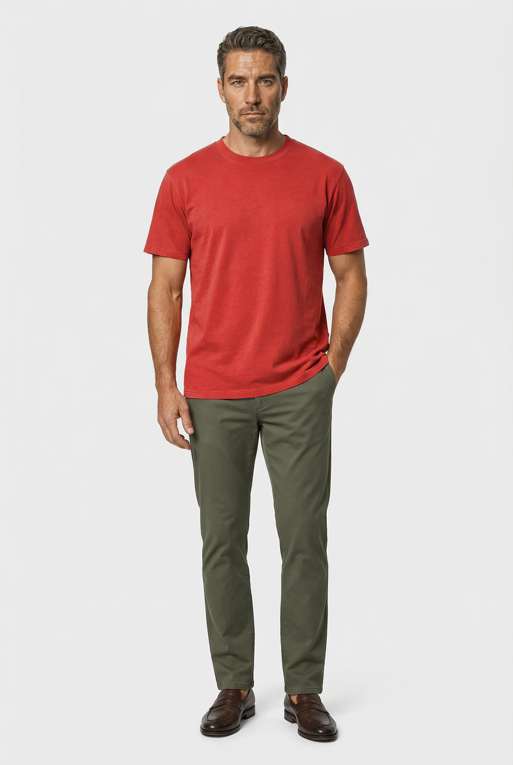 Dalston Heavyweight Cotton T-Shirt - Red - Image 6