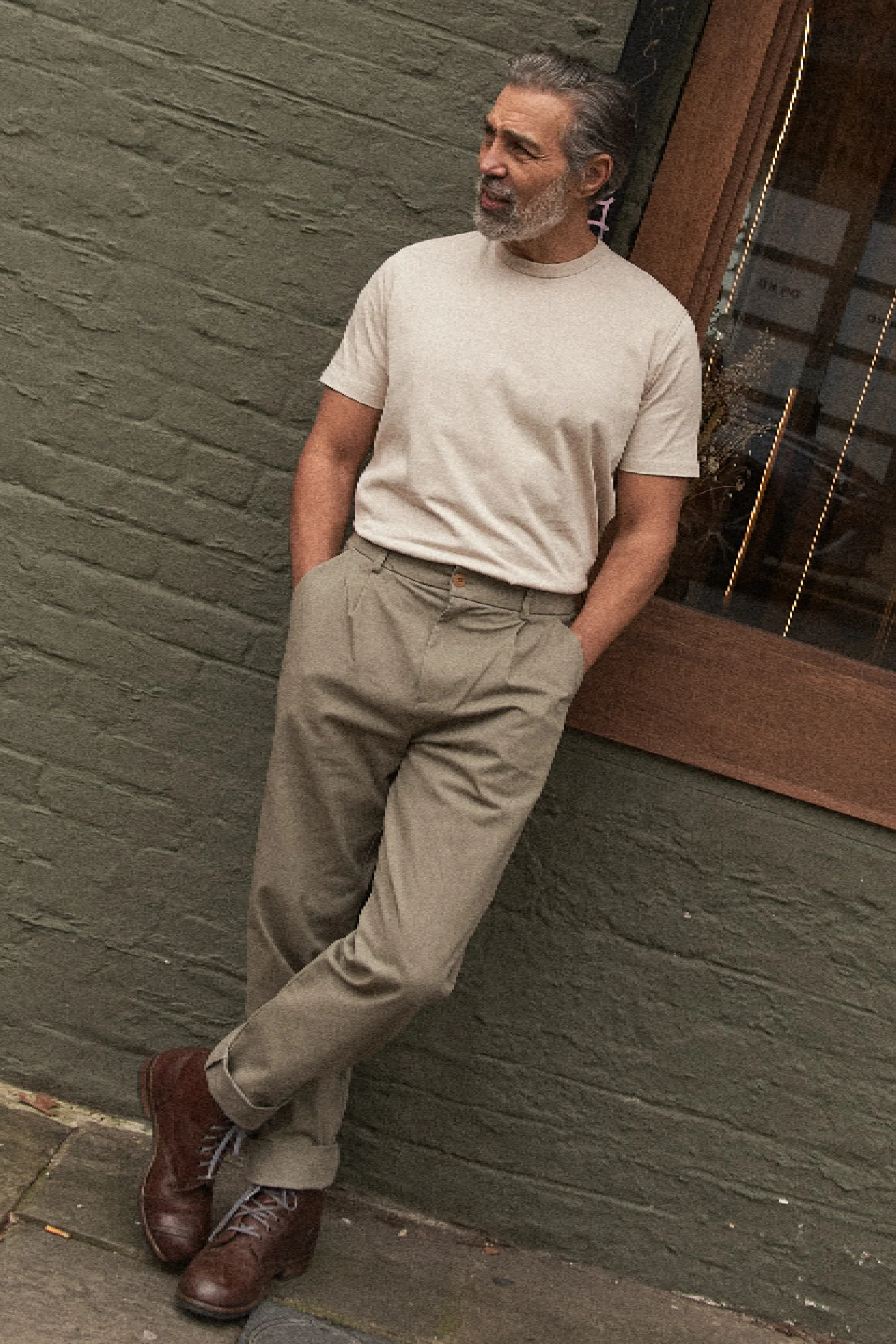 Dalston Heavyweight Cotton T-Shirt - Stone - Image 3
