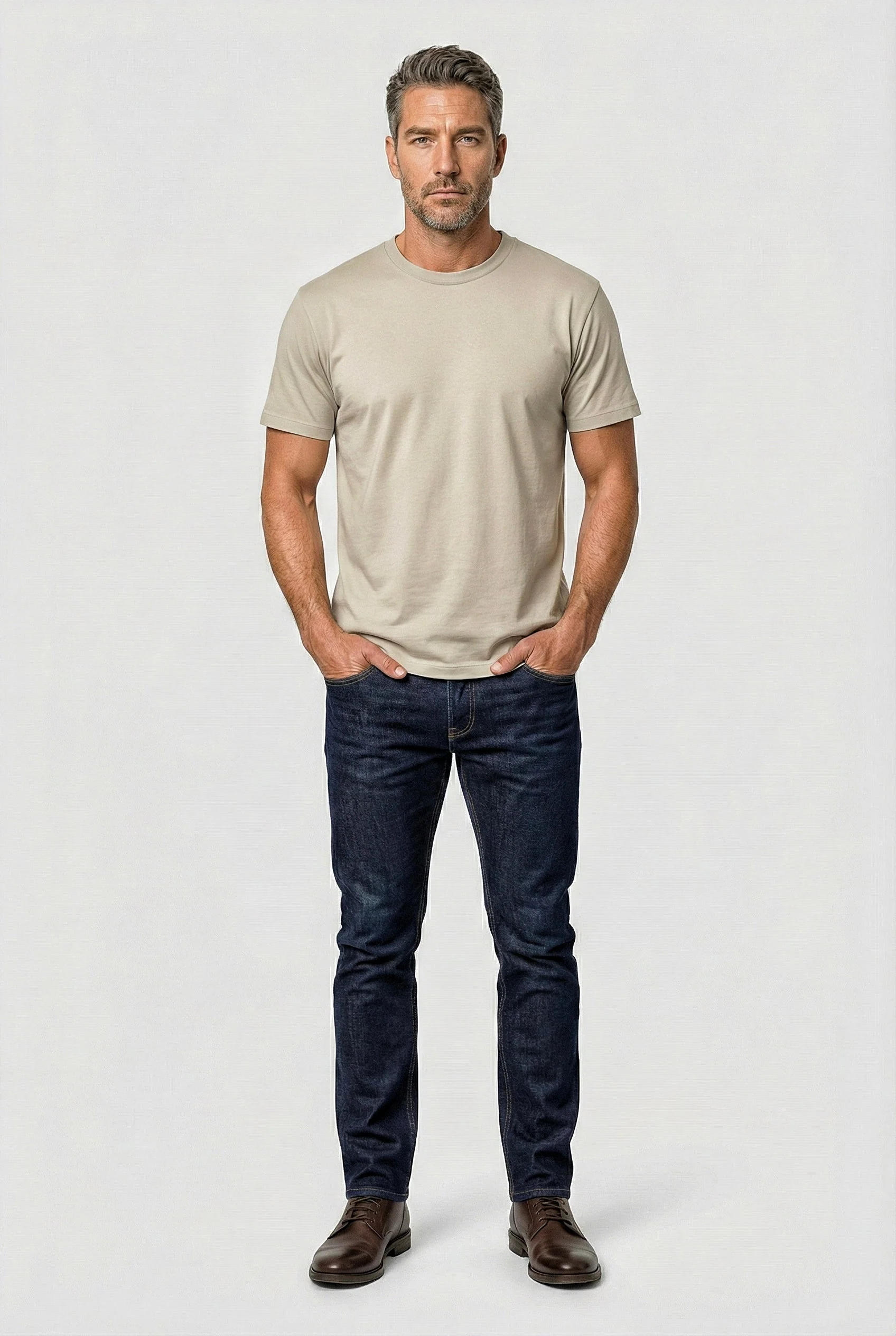 Dalston Heavyweight Cotton T-Shirt - Stone - Image 5