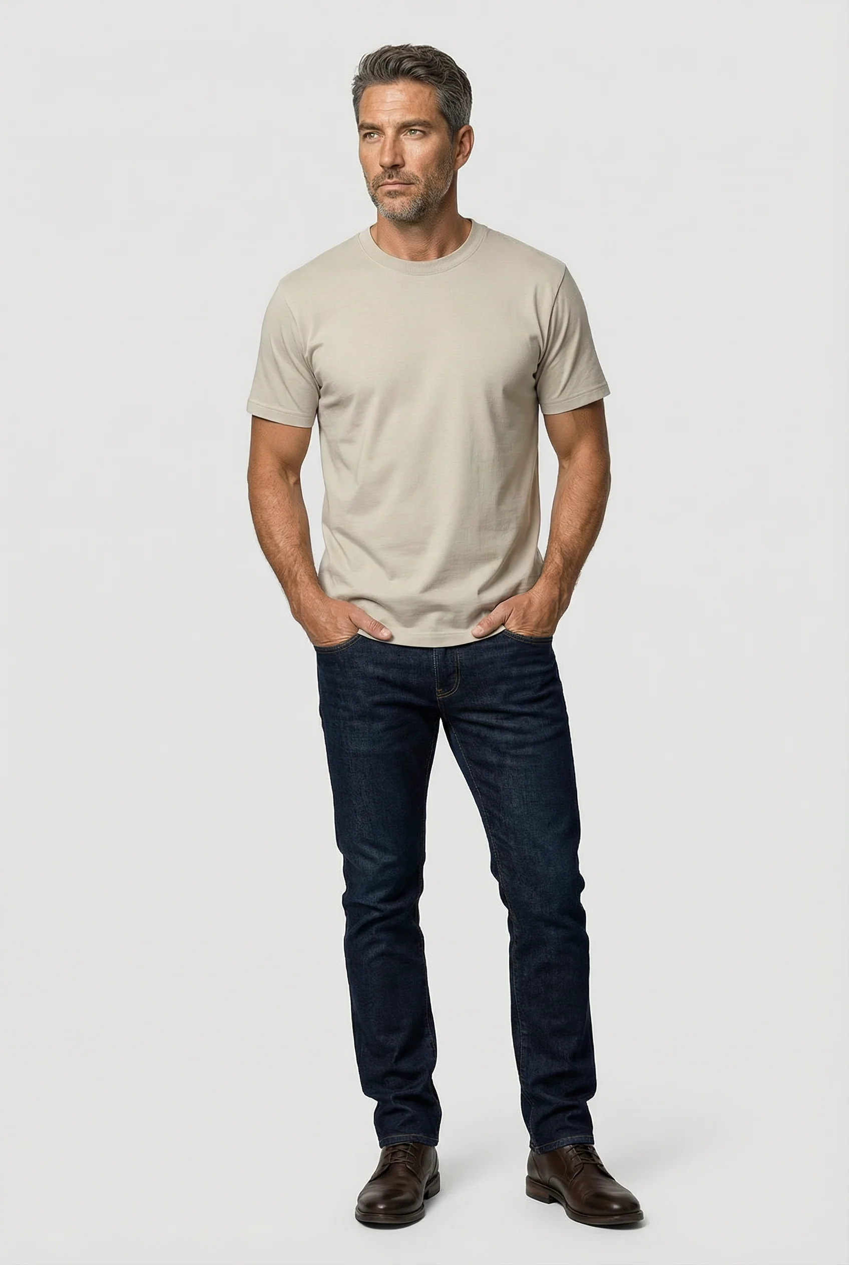 Dalston Heavyweight Cotton T-Shirt - Stone - Image 6