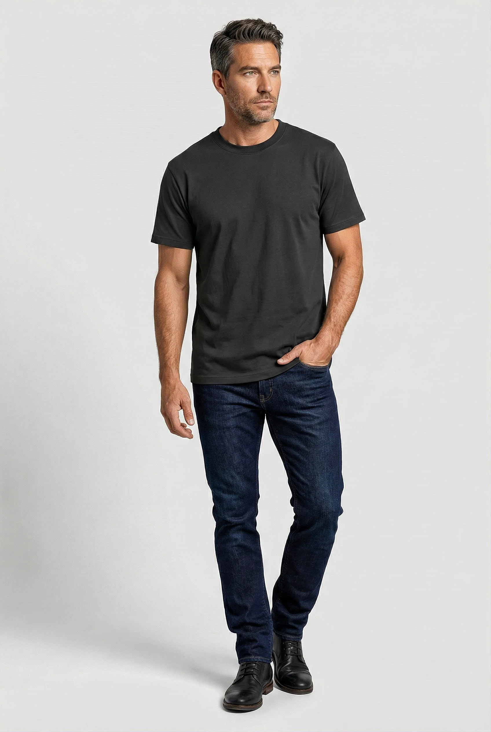 Dalston Heavyweight Cotton T-Shirt - Washed Black - Image 3
