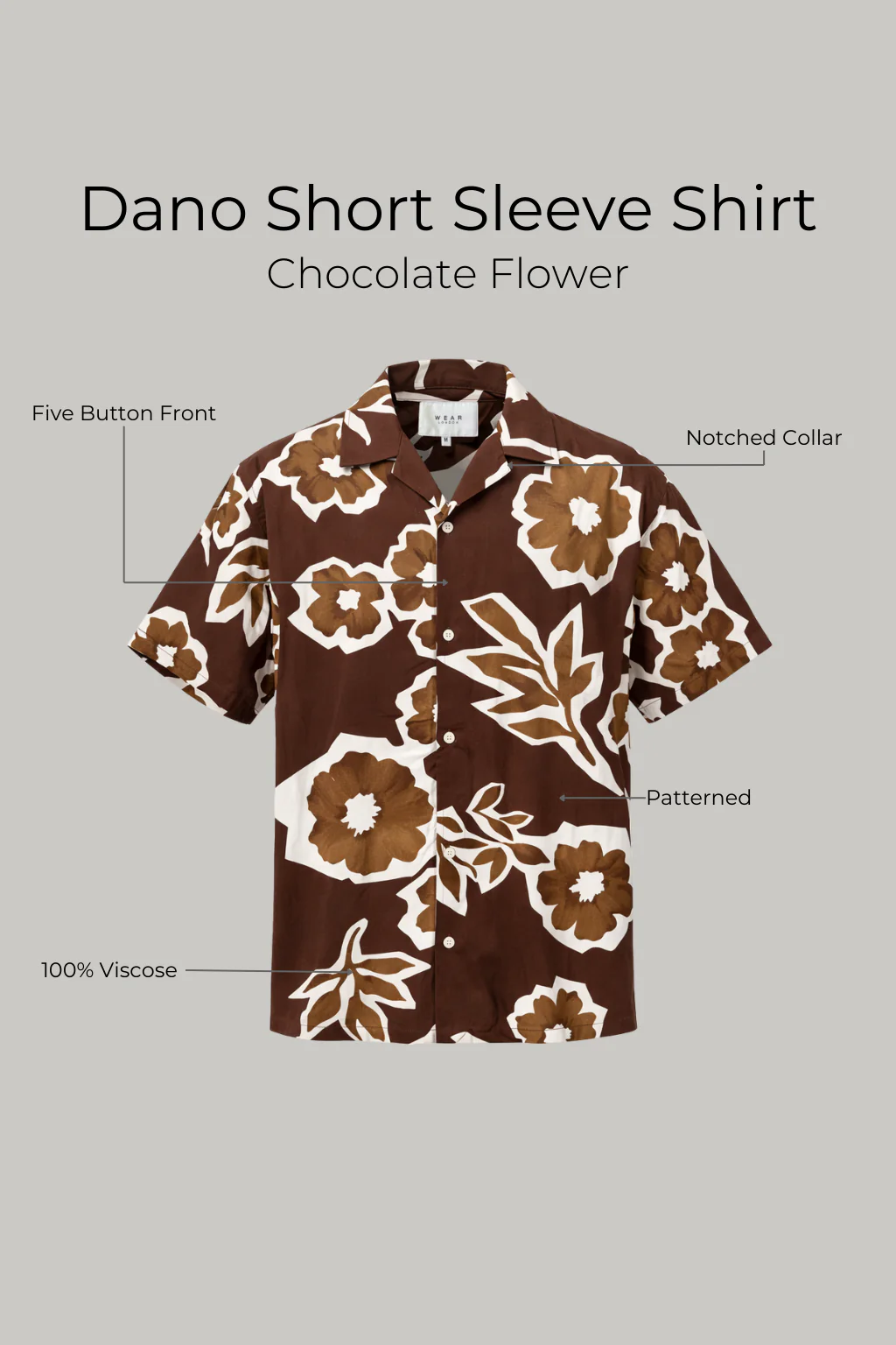 Dano Short Sleeve Shirt - Chocolate Flower - Image 3