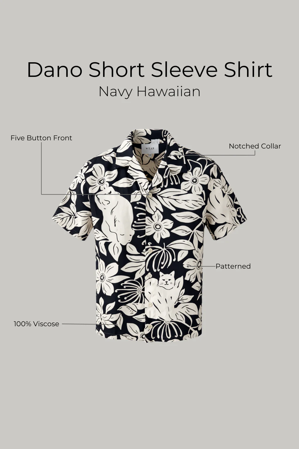 Dano Short Sleeve Shirt - Navy Hawaiian - Image 3