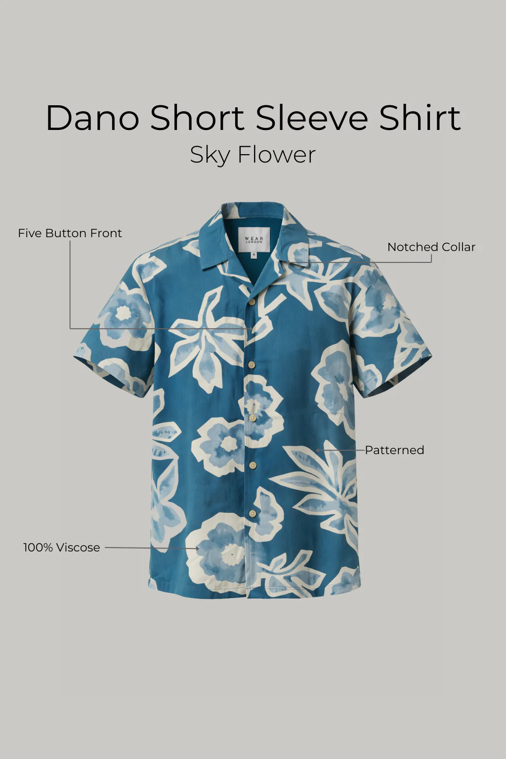 Dano Short Sleeve Shirt - Sky Flower - Image 5
