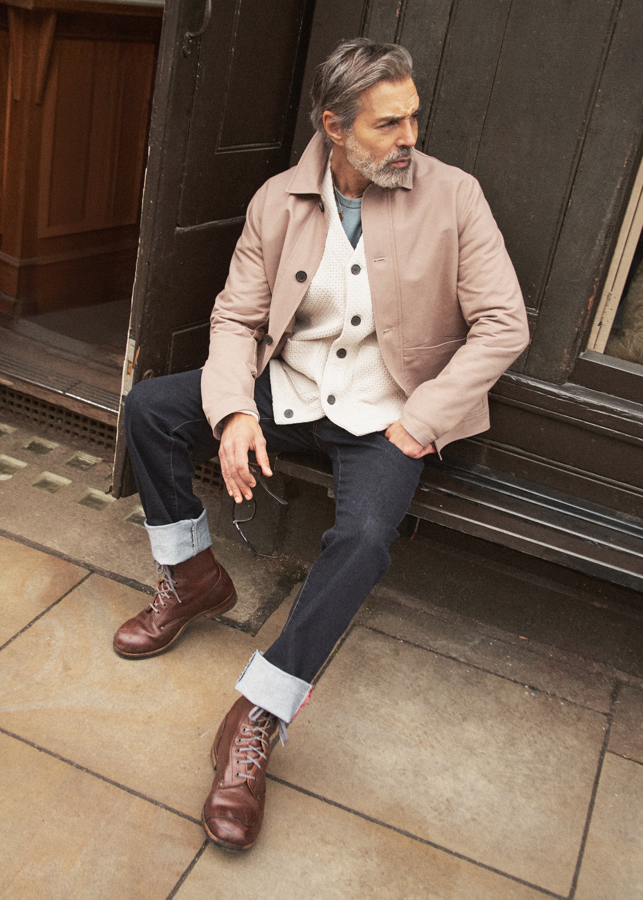 Fleming V-Neck Shacket - Ecru Textured - Image 3