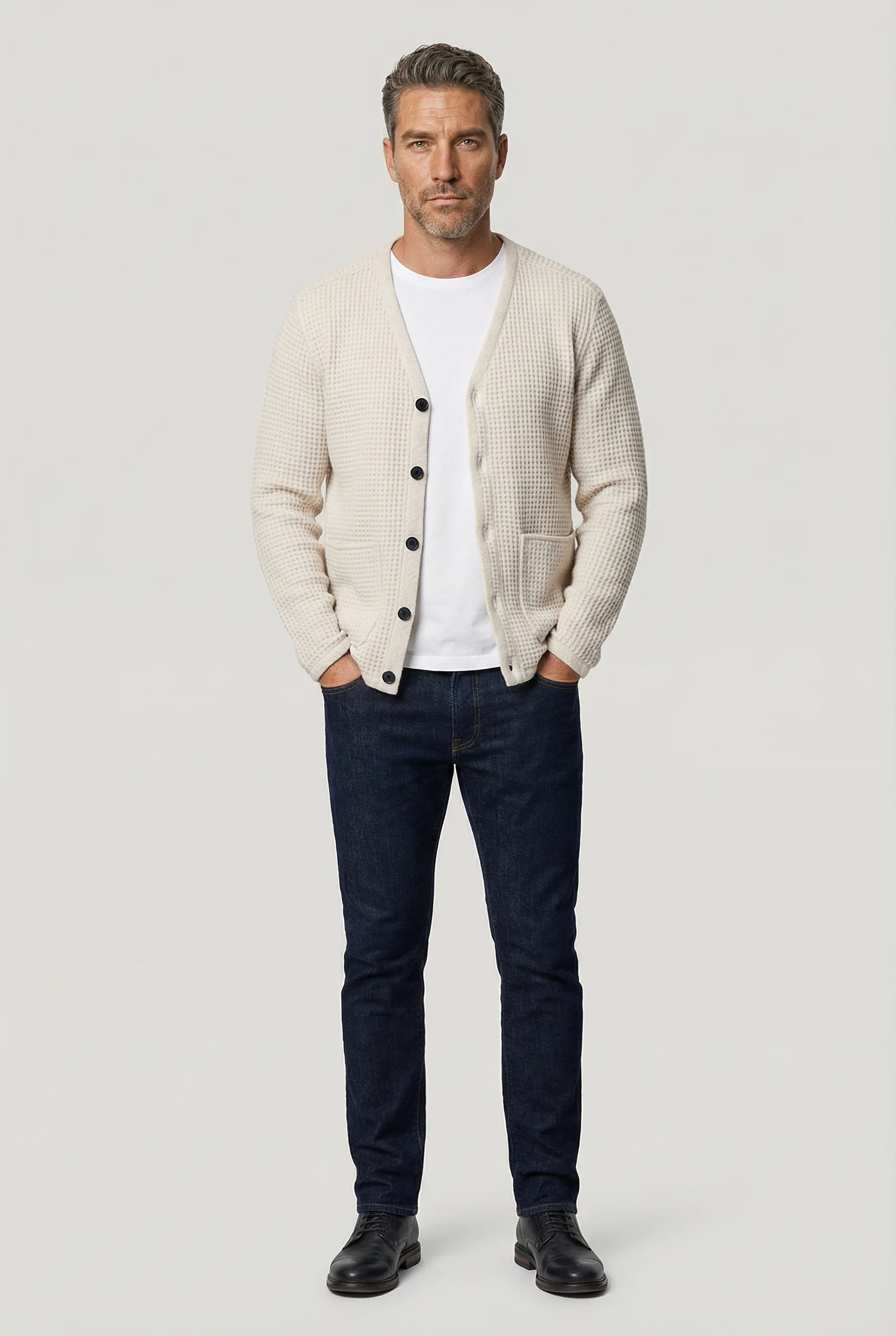 Fleming V-Neck Shacket - Ecru Textured - Image 5