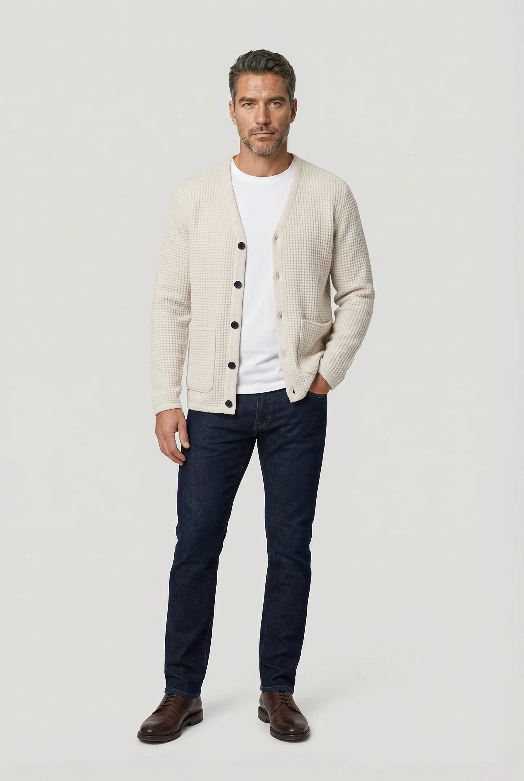 Fleming V-Neck Shacket - Ecru Textured - Image 6