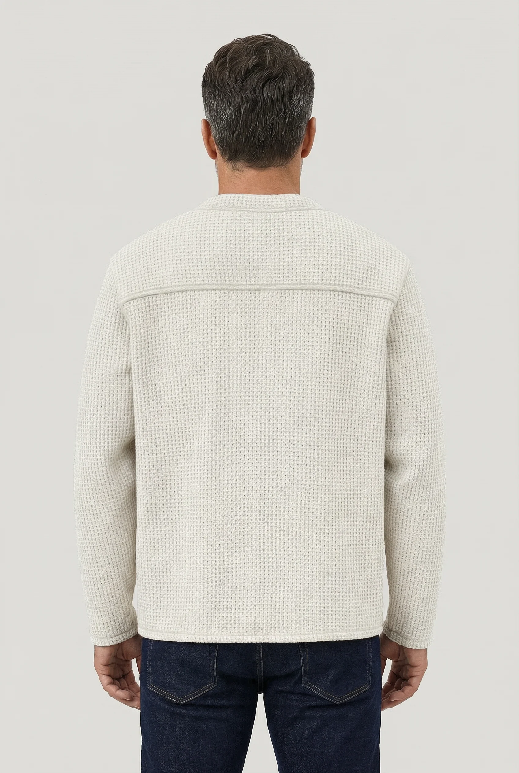 Fleming V-Neck Shacket - Ecru Textured - Image 7