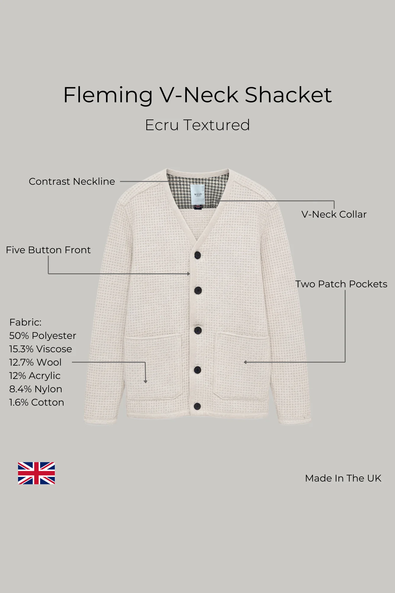 Fleming V-Neck Shacket - Ecru Textured - Image 9