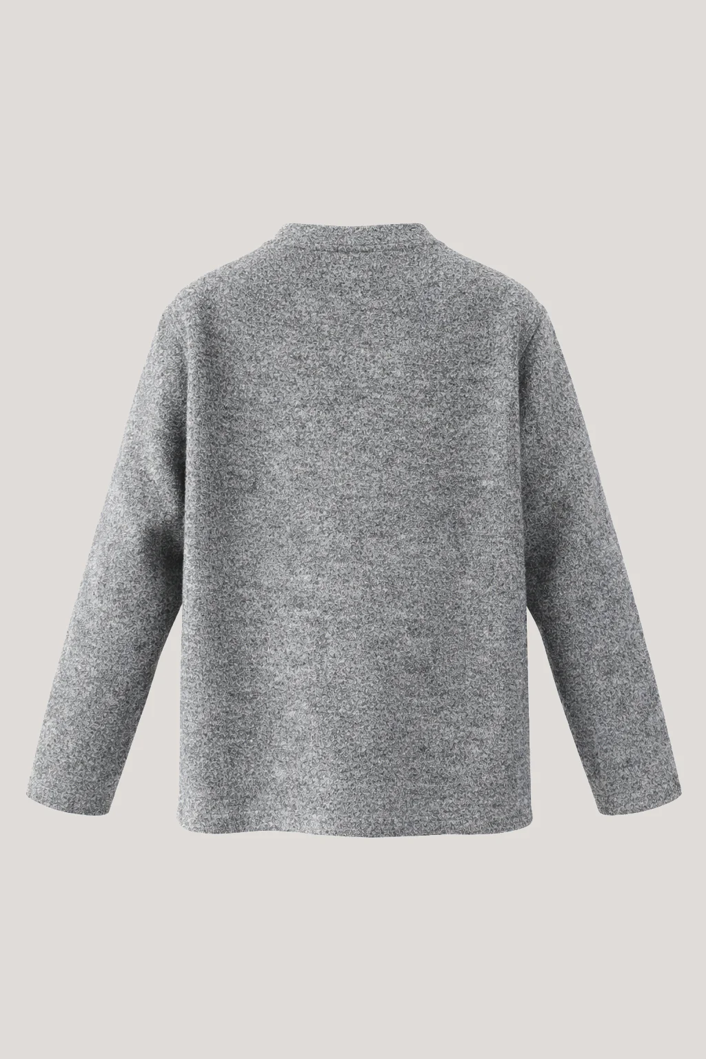Fleming V-Neck Shacket - Light Grey Boiled Wool - Image 8