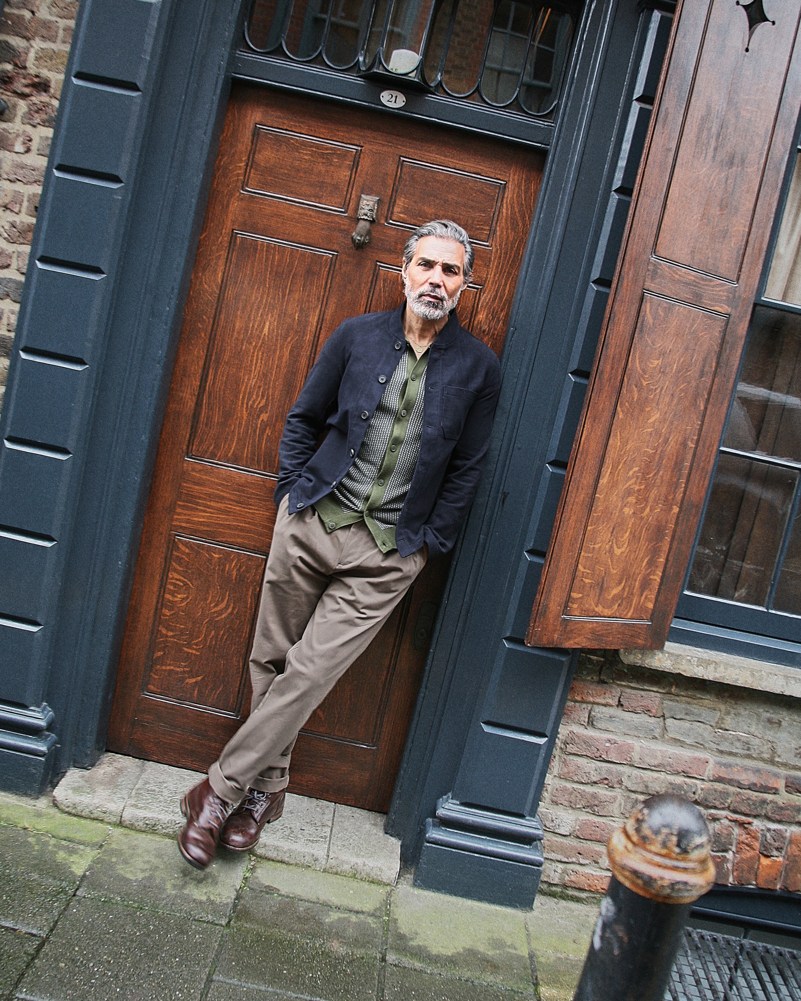 Fleming V-Neck Shacket - Navy Moleskin - Image 3