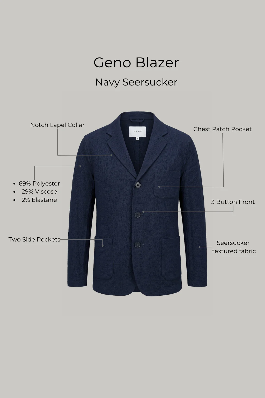 Geno Blazer - Navy Seersucker - Image 9