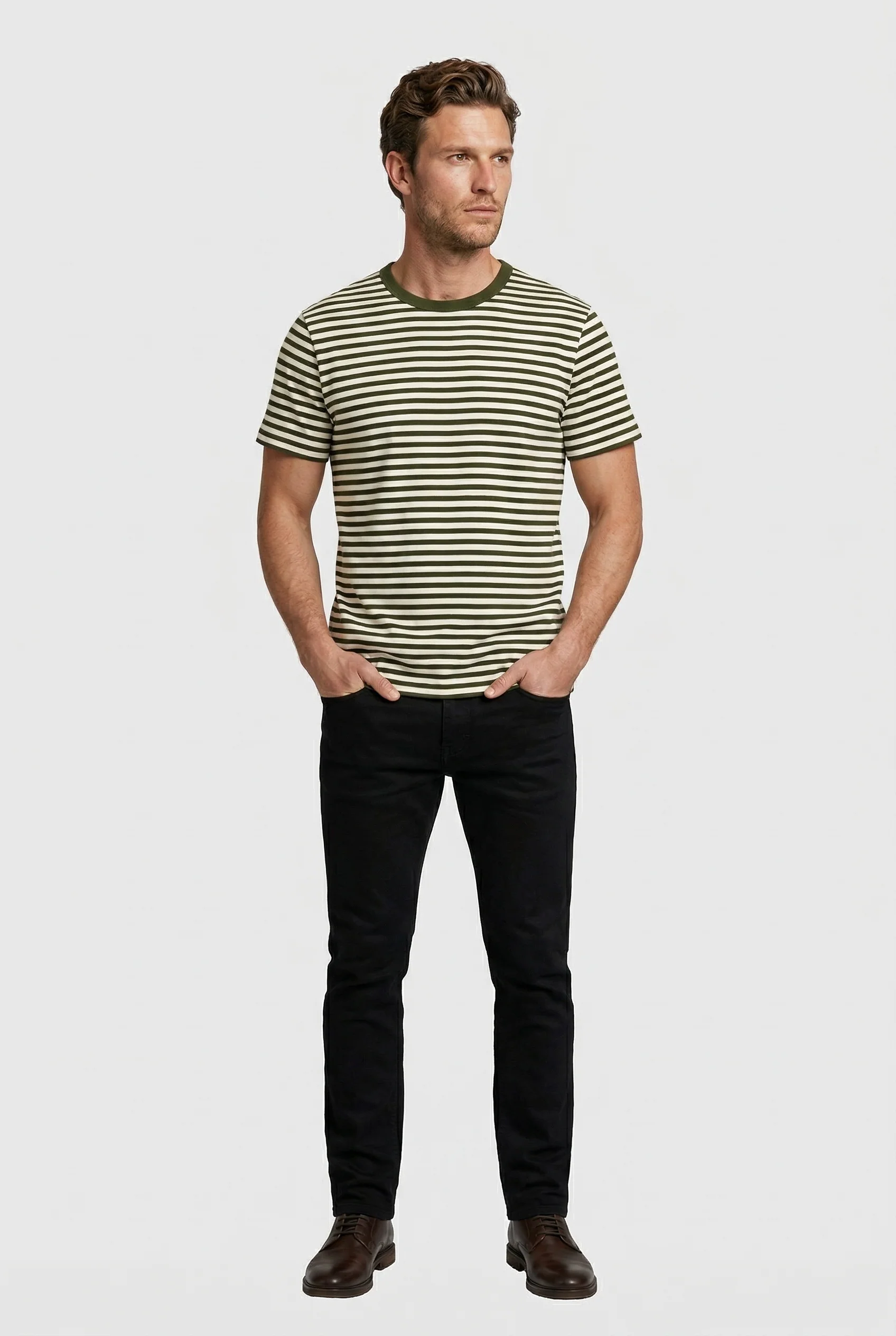 Gerard - Stripe T-Shirt - Off White Khaki - Image 3