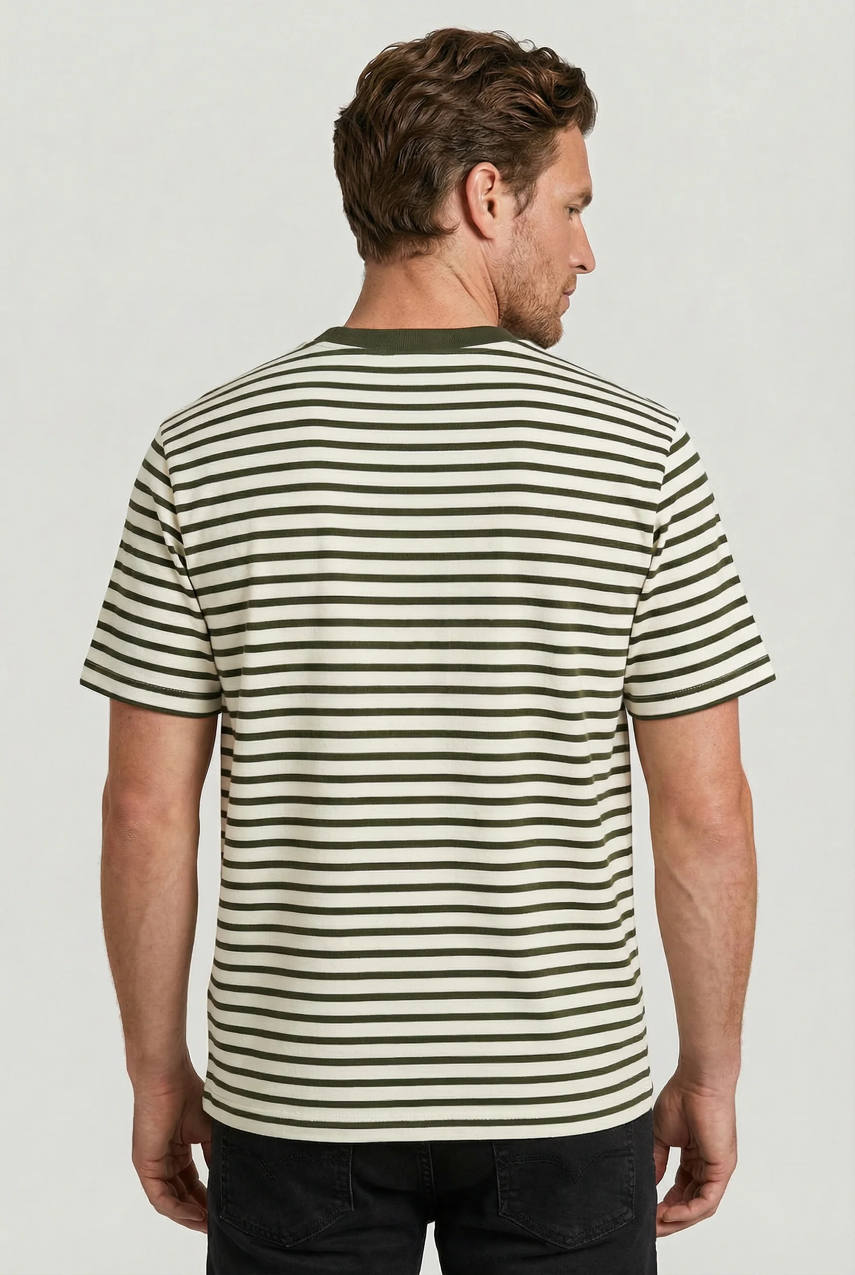 Gerard - Stripe T-Shirt - Off White Khaki - Image 5