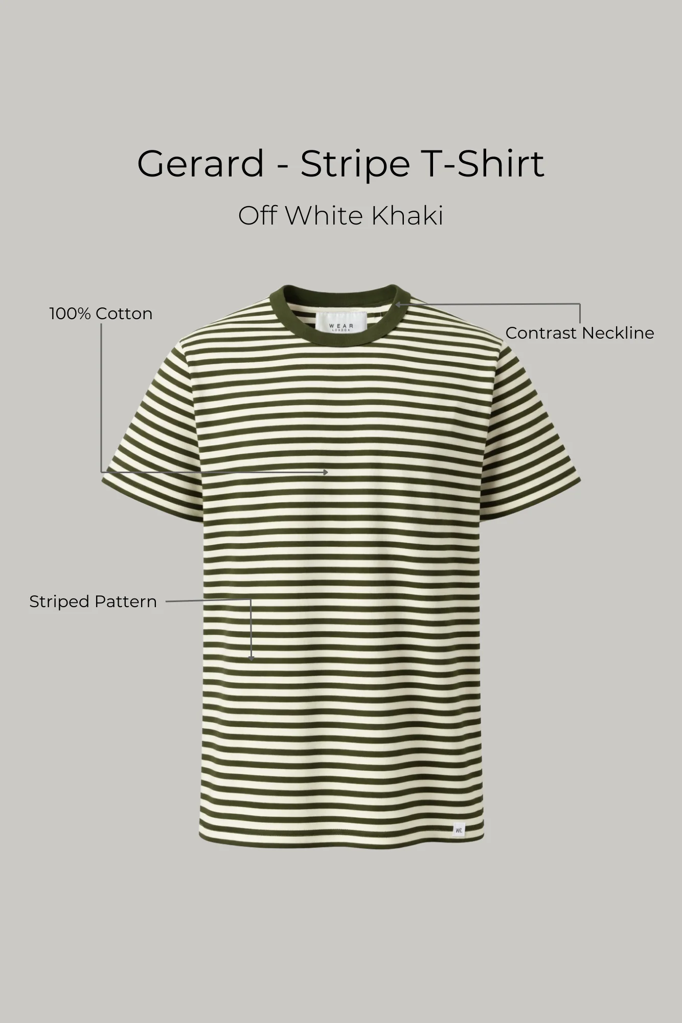 Gerard - Stripe T-Shirt - Off White Khaki - Image 7