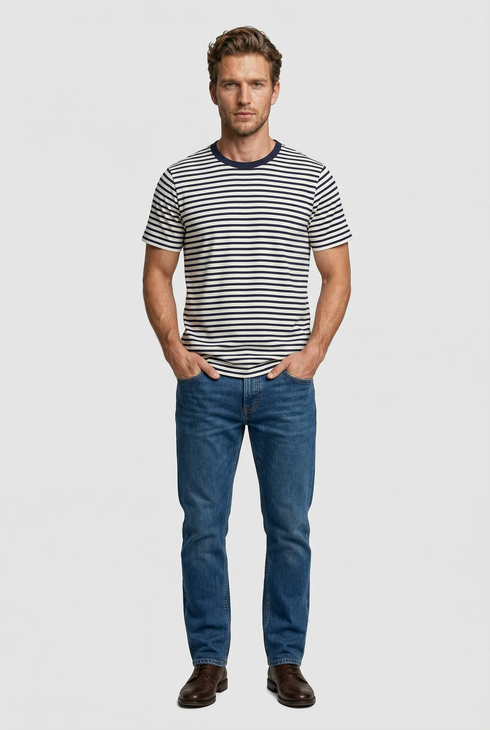 Gerard - Stripe T-Shirt - Off White Navy - Image 5