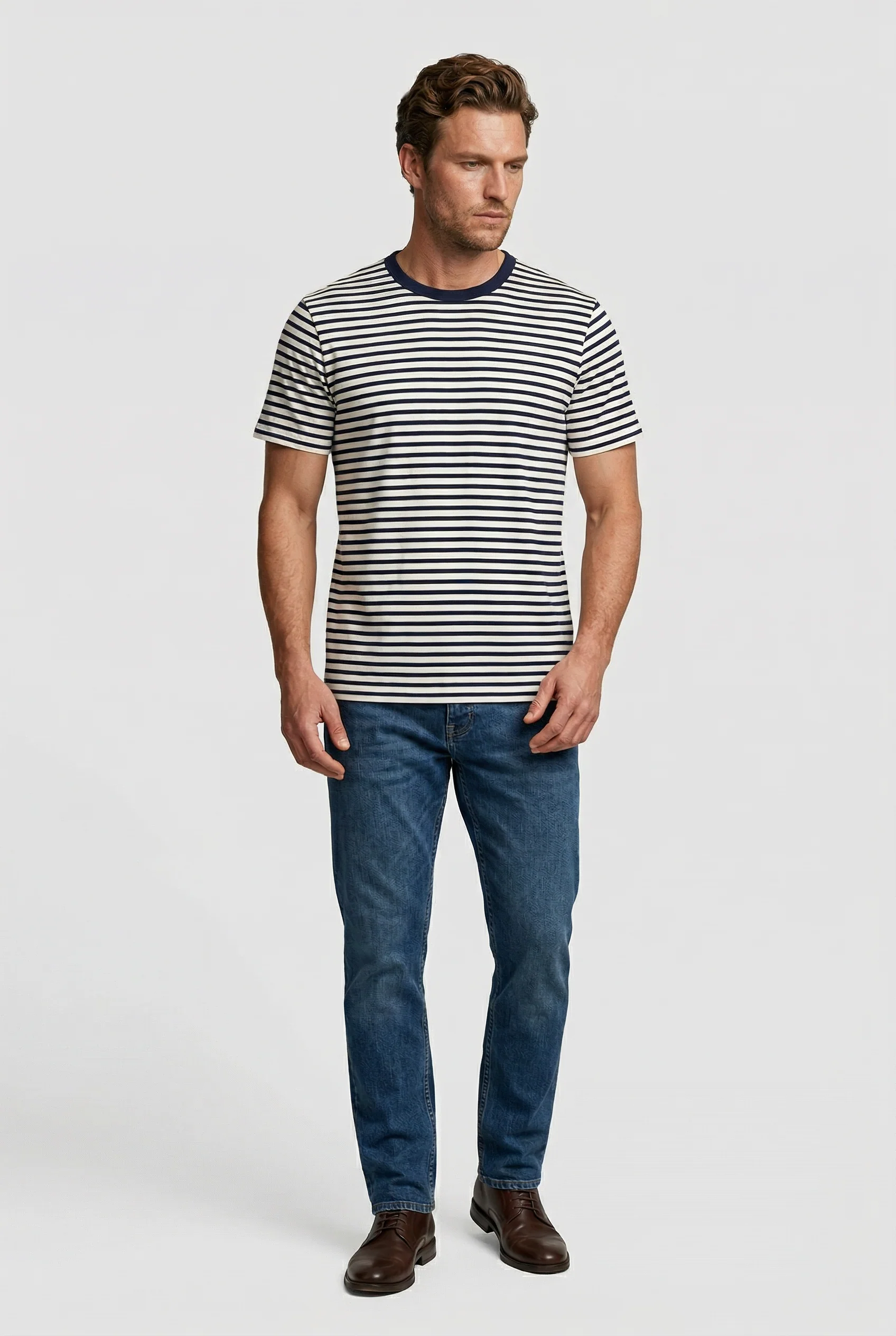 Gerard - Stripe T-Shirt - Off White Navy - Image 6