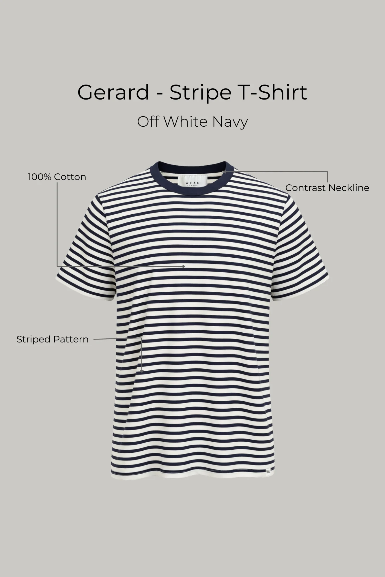 Gerard - Stripe T-Shirt - Off White Navy - Image 9