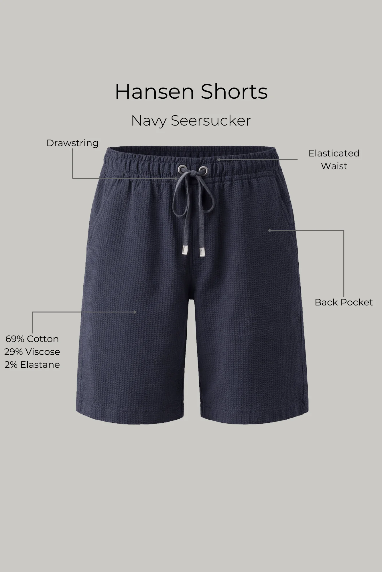 Hansen Shorts - Navy Seersucker - Image 3