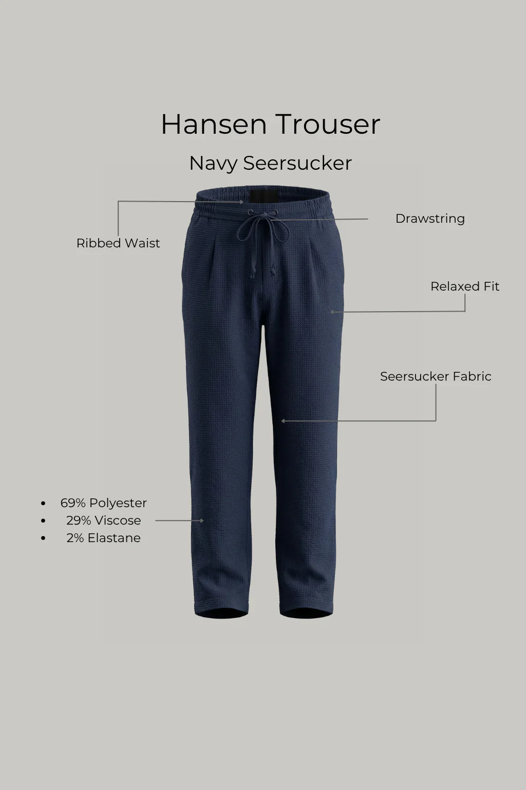 Hansen Trouser - Navy Seersucker - Image 4