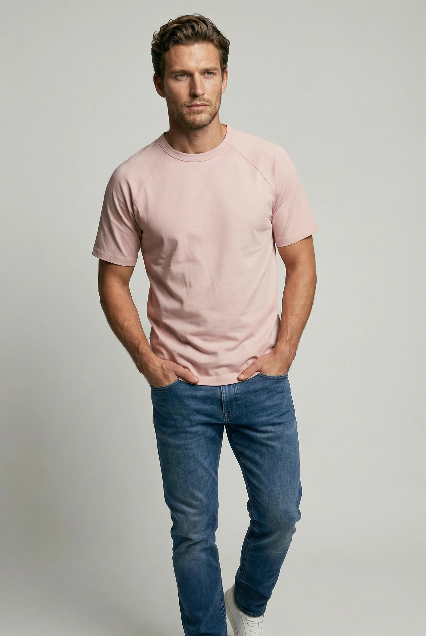 Hoxton Raglan Sleeve Fitted T-shirt - Nude - Image 3