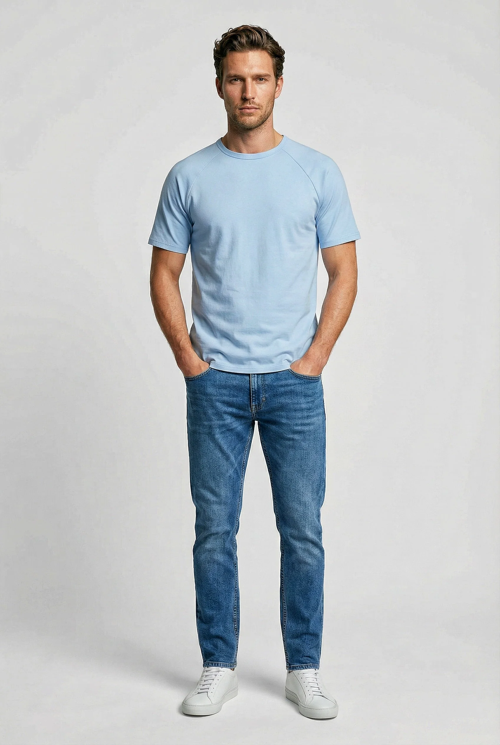 Hoxton Raglan Sleeve Fitted T-shirt - Sky Blue - Image 4